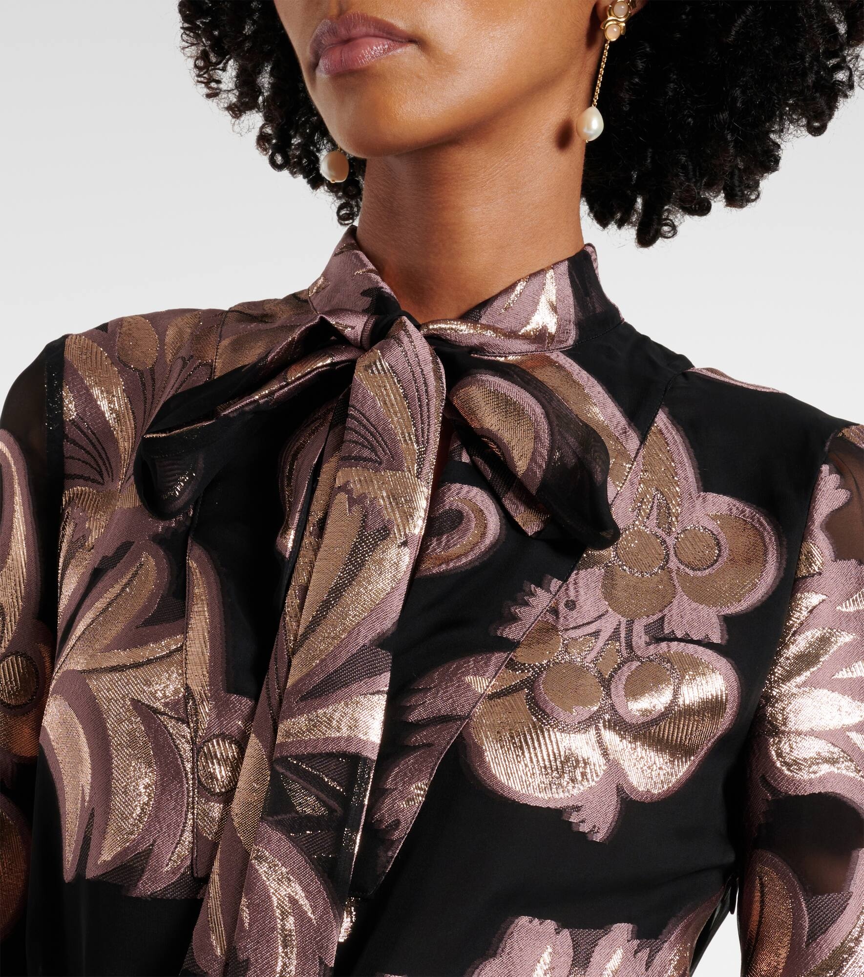 Printed tie-neck minidress - 4