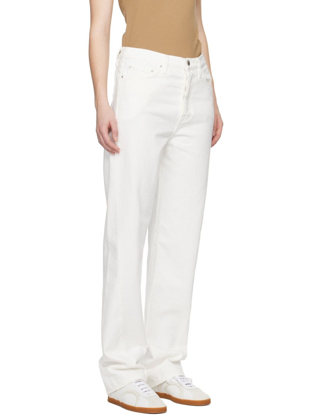 White Twisted Seam Jeans - 2