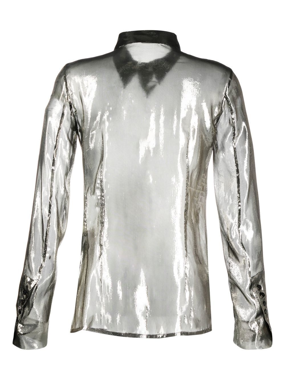 lamé-effect long-sleeved shirt - 2