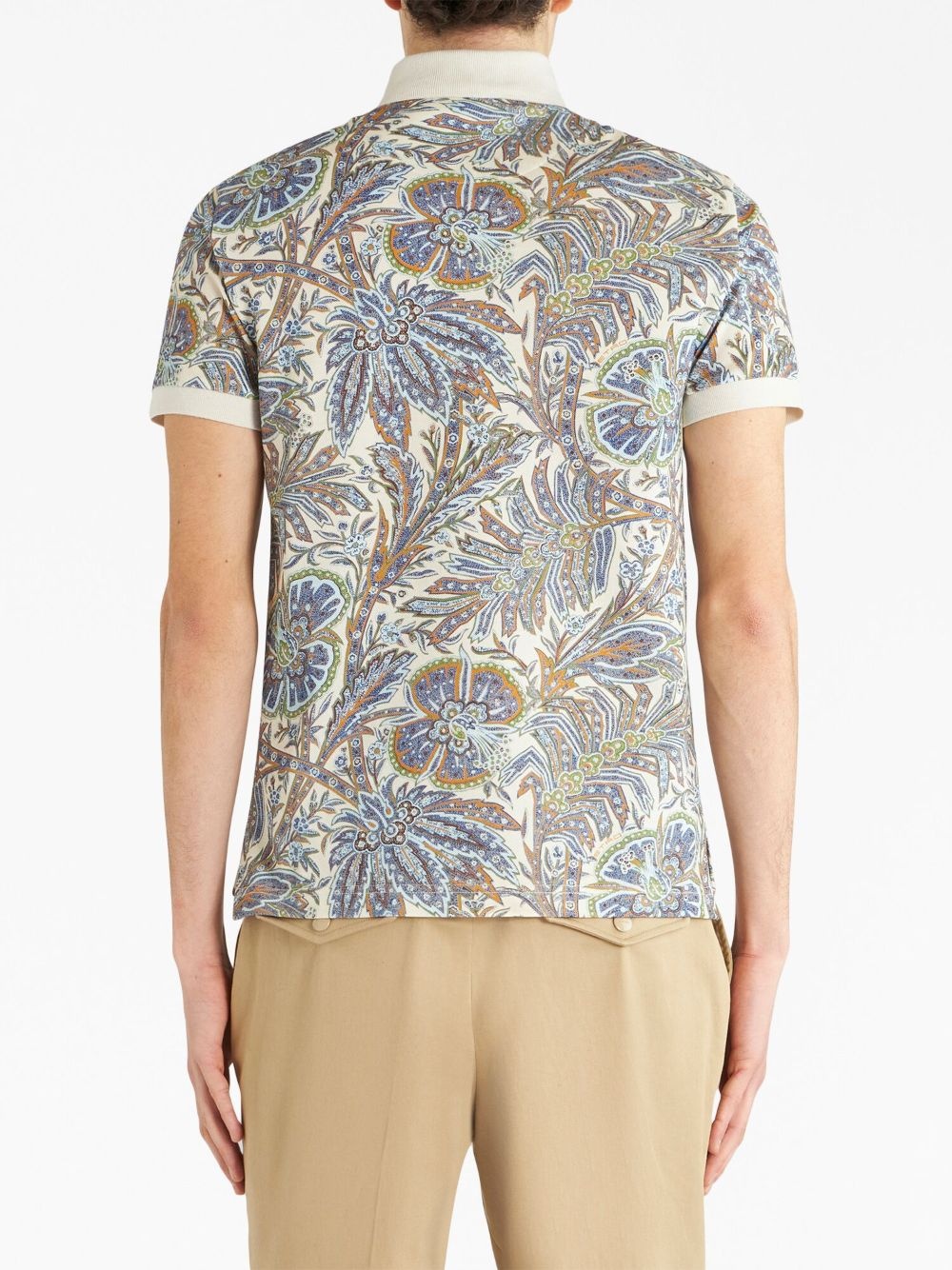 floral-print cotton polo shirt - 3