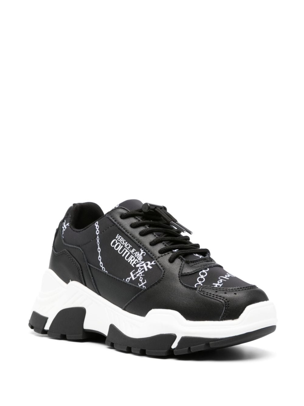 chain-link print panelled sneakers - 2