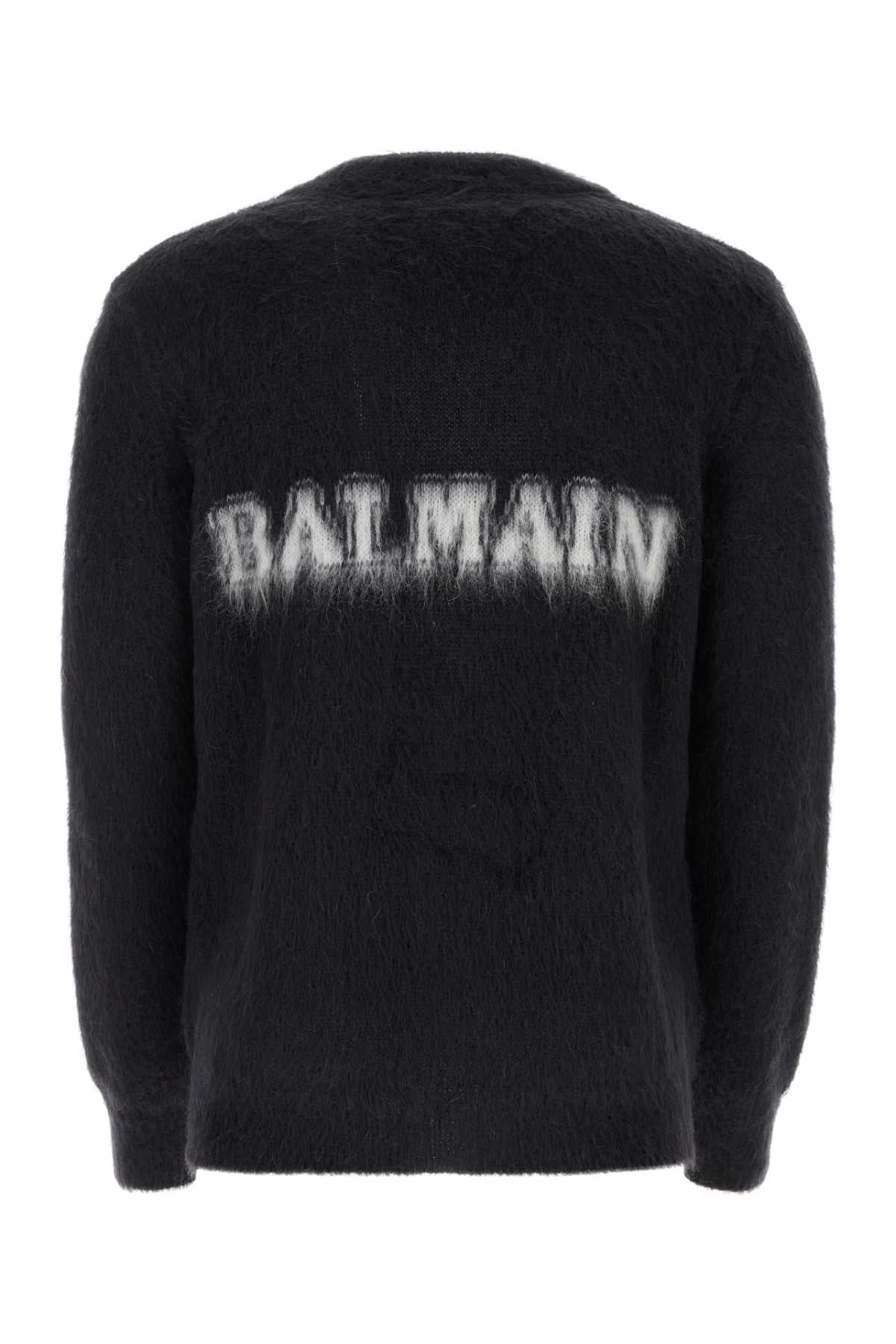 Balmain Men Black Mohair Blend Cardigan - 2