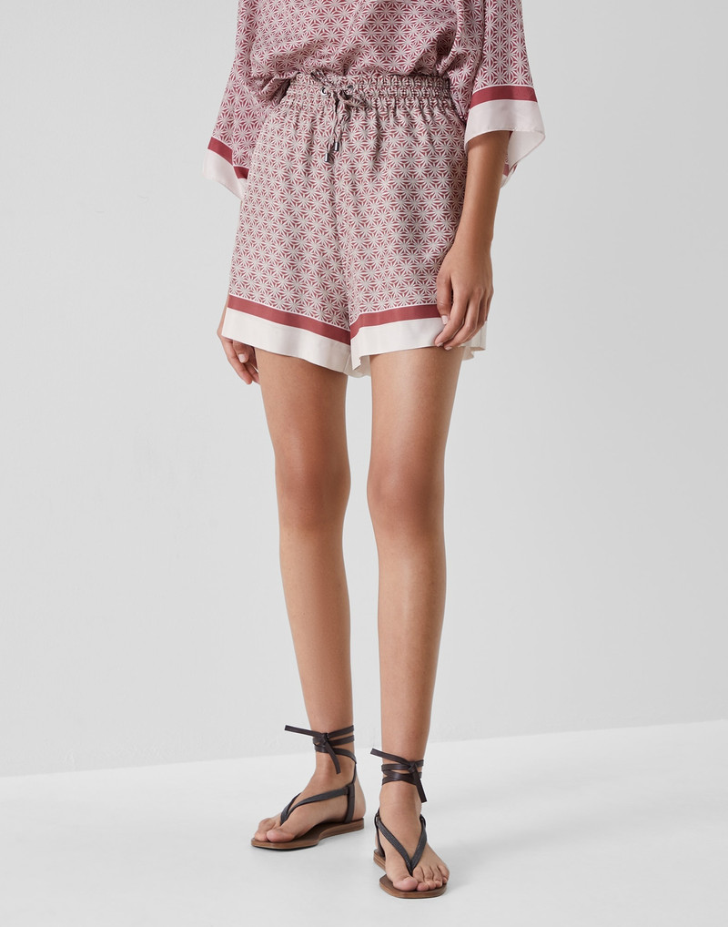 Starburst flower silk pongee shorts 1