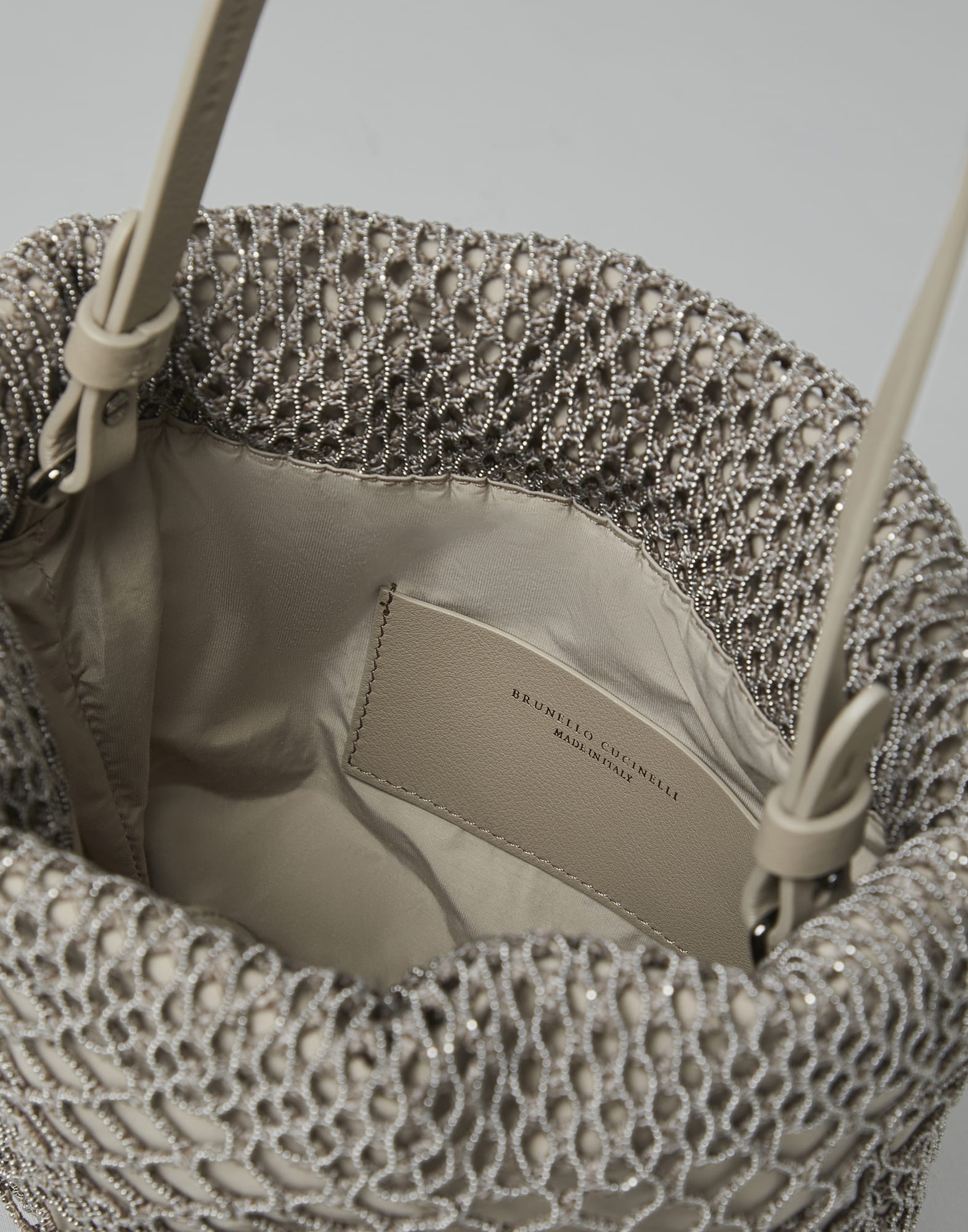 Precious net embroidery bucket bag - 5