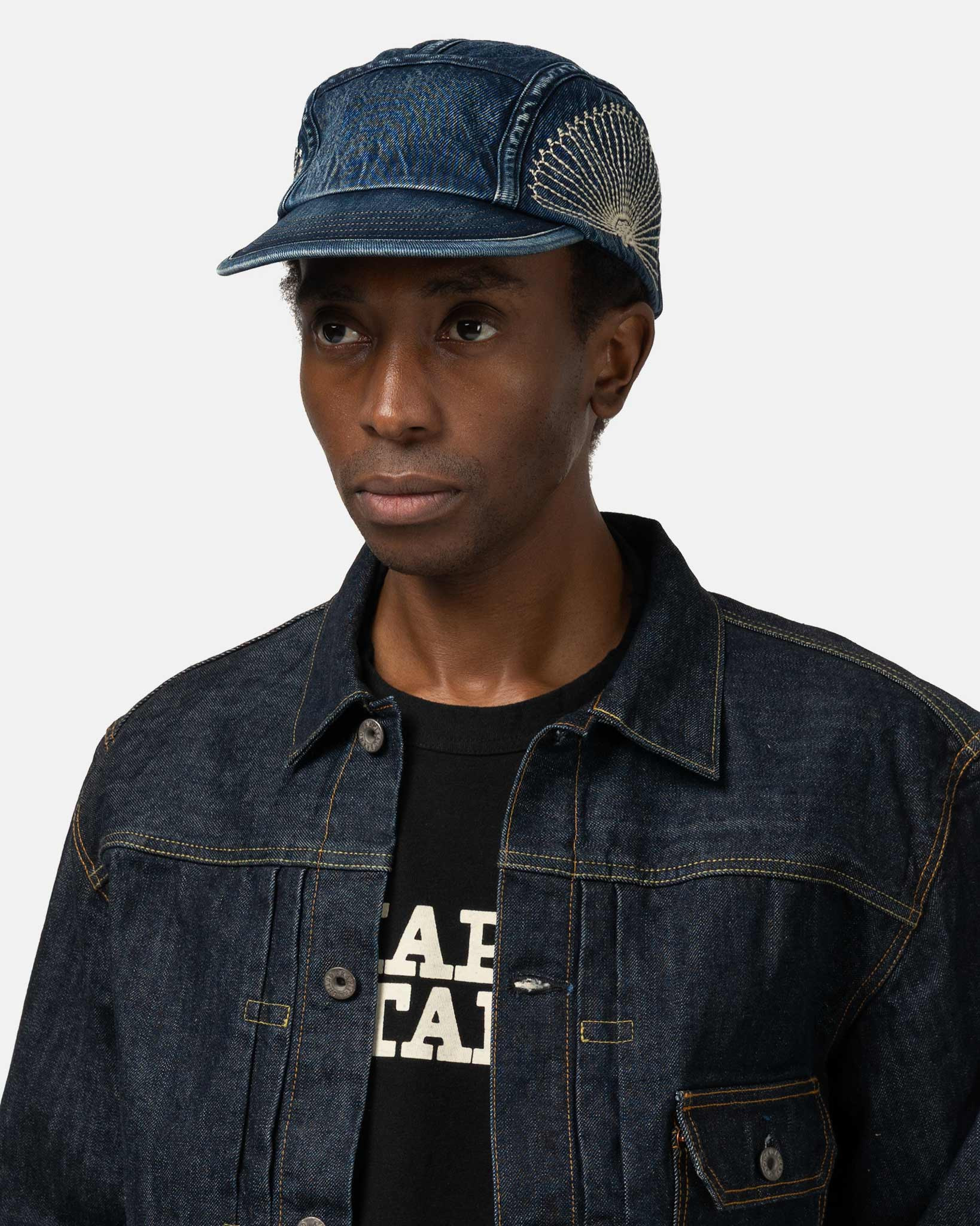 10oz IDGxIDG Denim Camp Cap (FUROSHIKI Embroidery) Indigo - 2