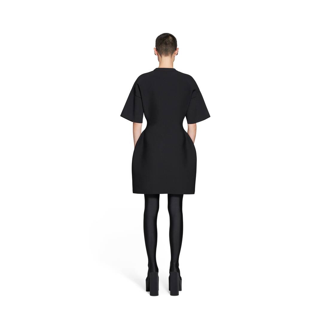 Women's Hourglass Crewneck Short Sleeve Dress in Black - 4