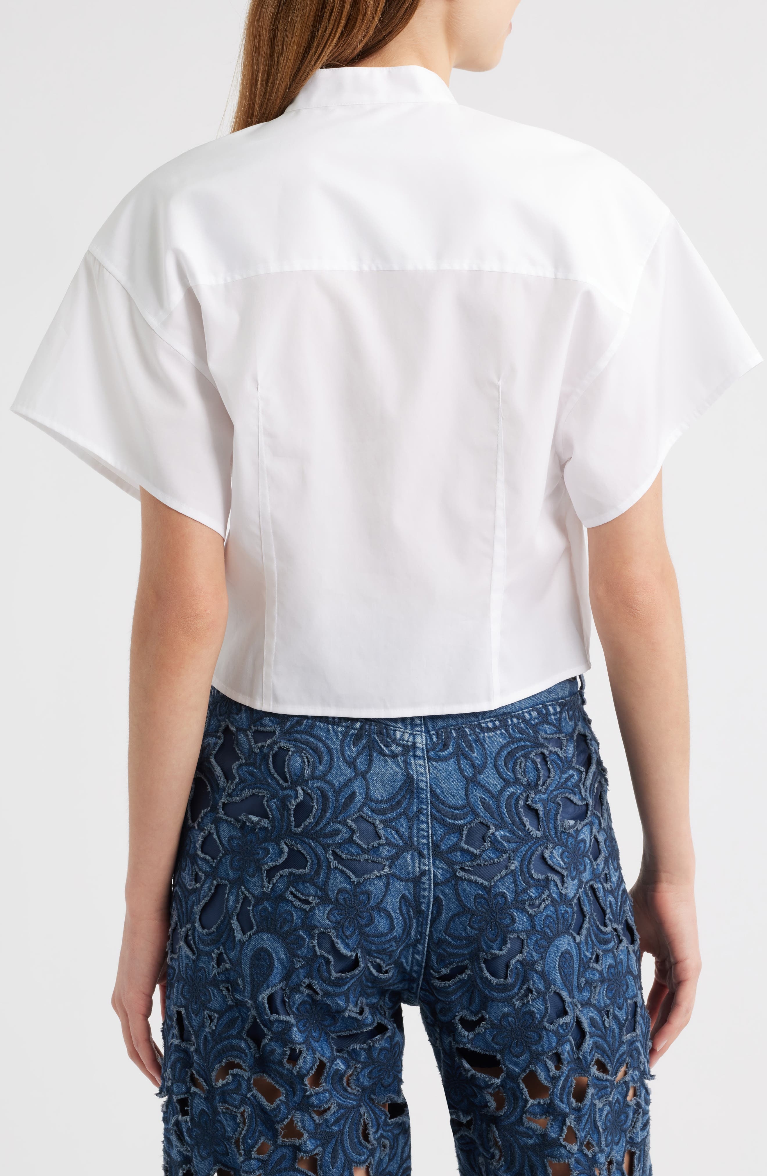rag & bone Gretchen Short Sleeve Poplin Button-Up Shirt in White at Nordstrom - 2
