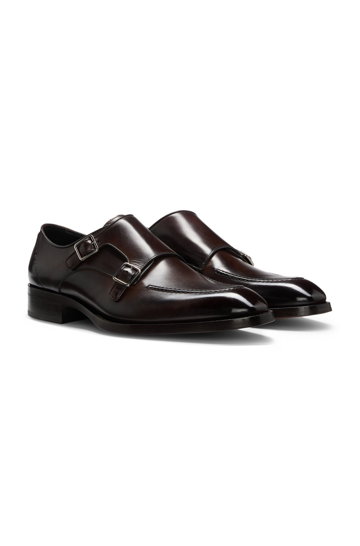 BURNISHED-LEATHER SHOES WITH DOUBLE MONK STRAP - 2
