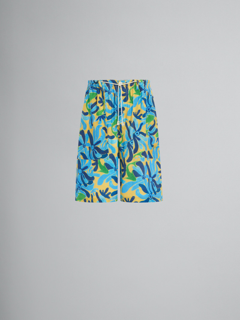 MARNI X NO VACANCY INN - GAUZE SHORTS WITH CHIPPY FISHES PRINT - 1