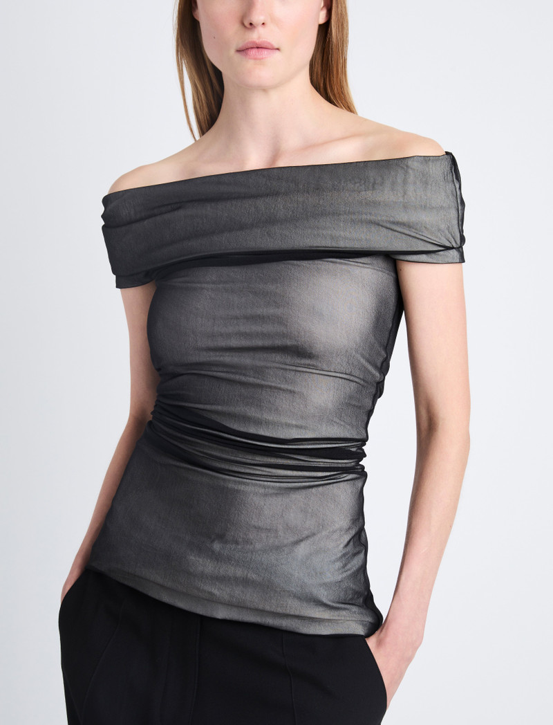 Allegra Off The Shoulder Top in Silk Nylon 6