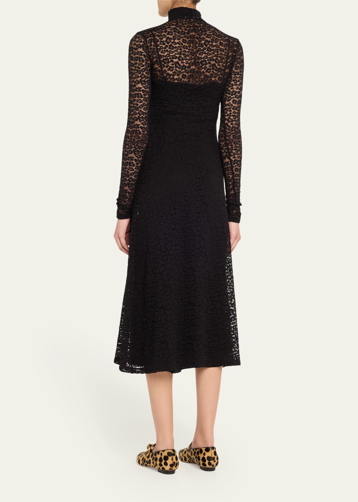 Talia Leopard Long-Sleeve Turtleneck Dress - 3