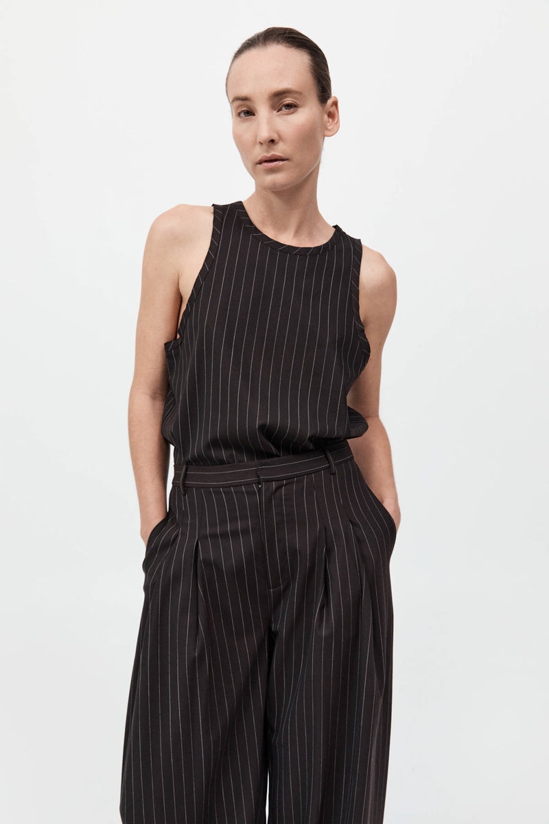 Wool Pinstripe Tank - Mahogany Stripe - 2