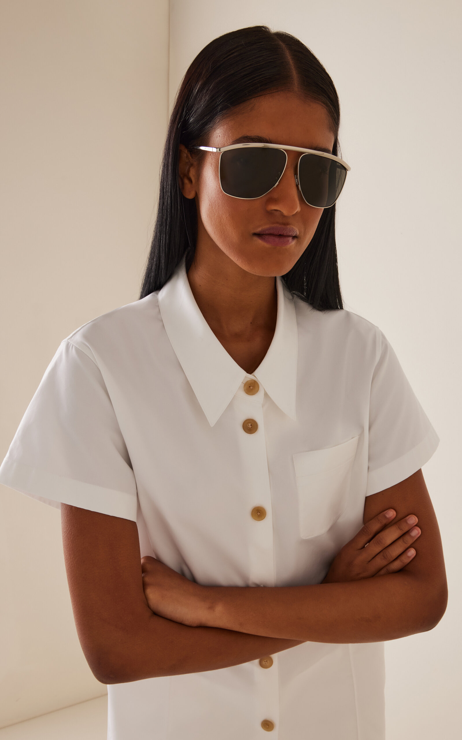 Victoire Aviator-Frame Metal Sunglasses silver - 2
