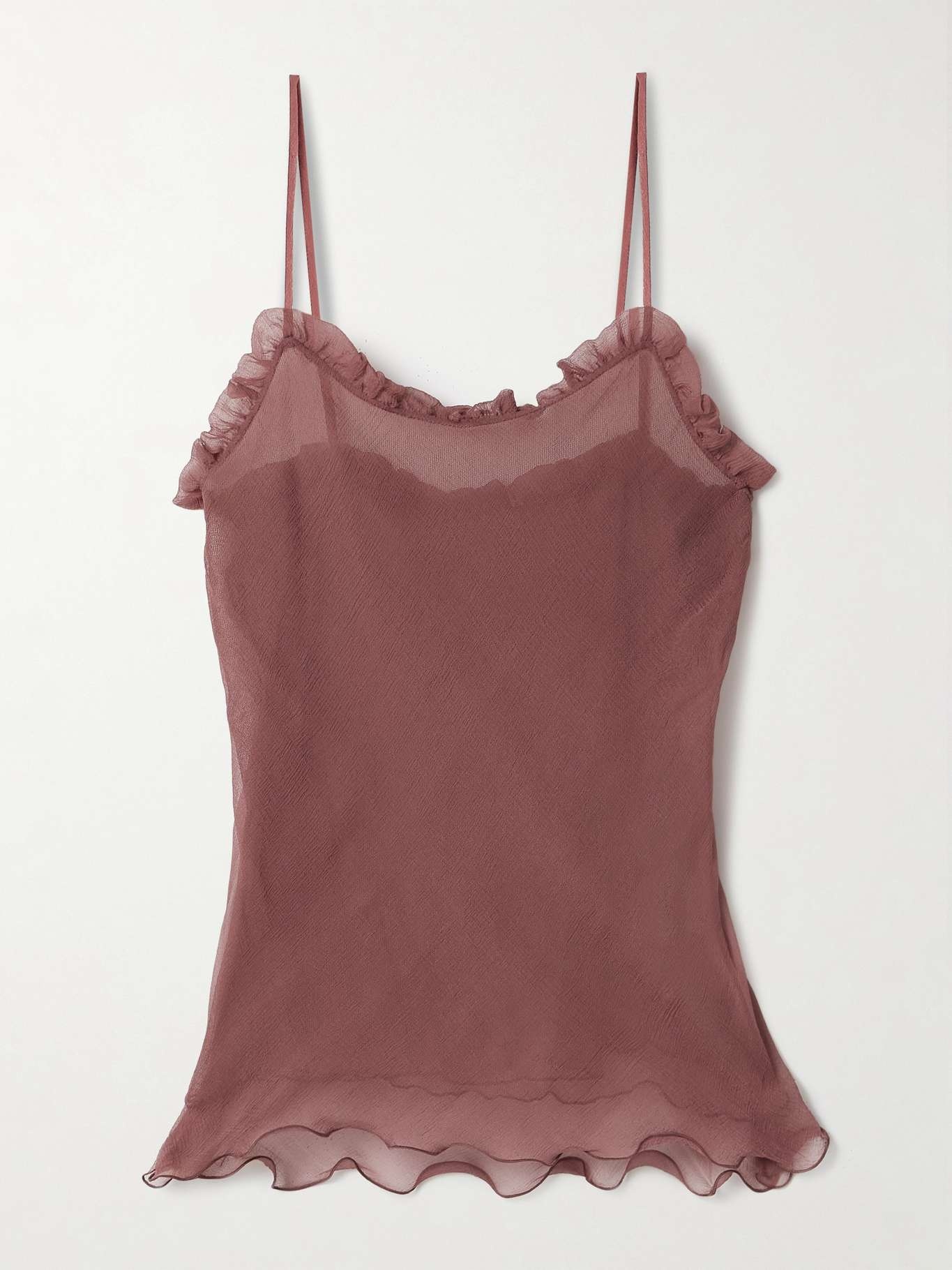 Ruffled silk-crepon camisole - 1