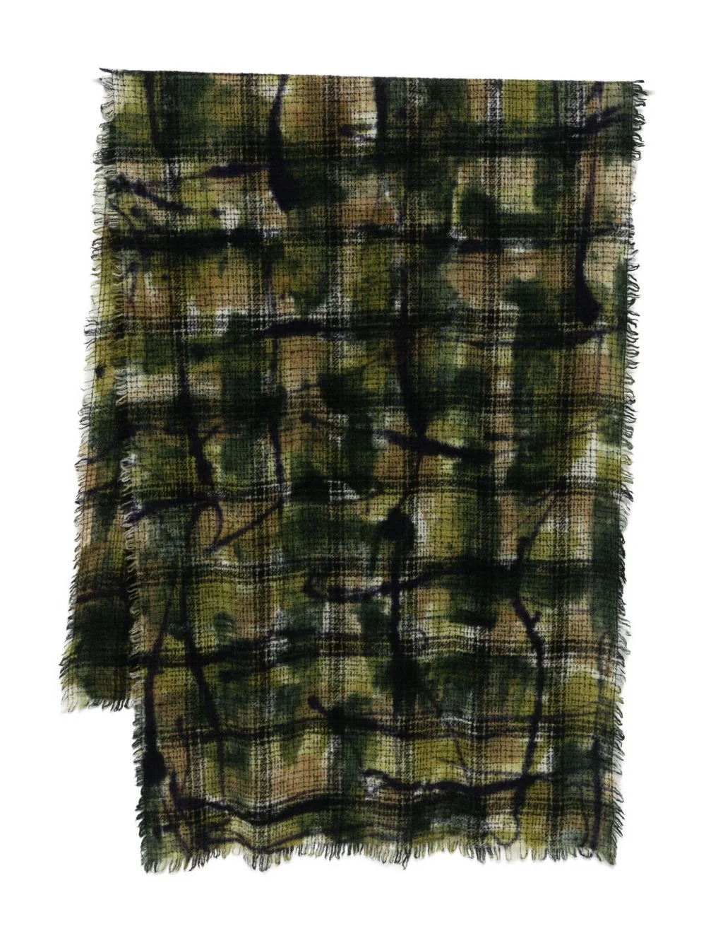 checked frayed scarf - 1