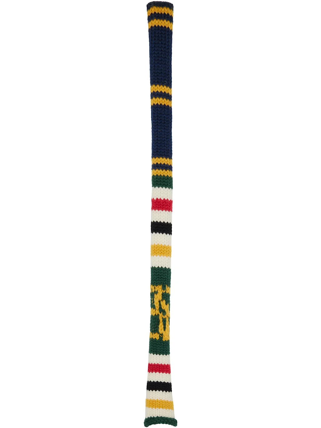 Navy & Yellow Stripe Knit Scarf - 1