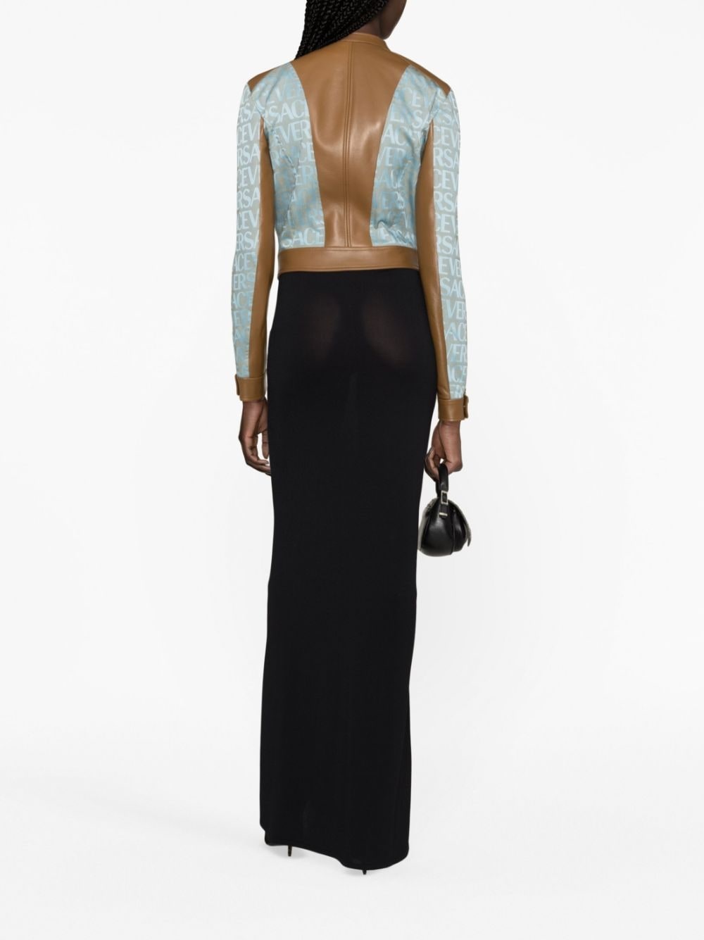 Versace Allover-jacquard panelled biker jacket - 3