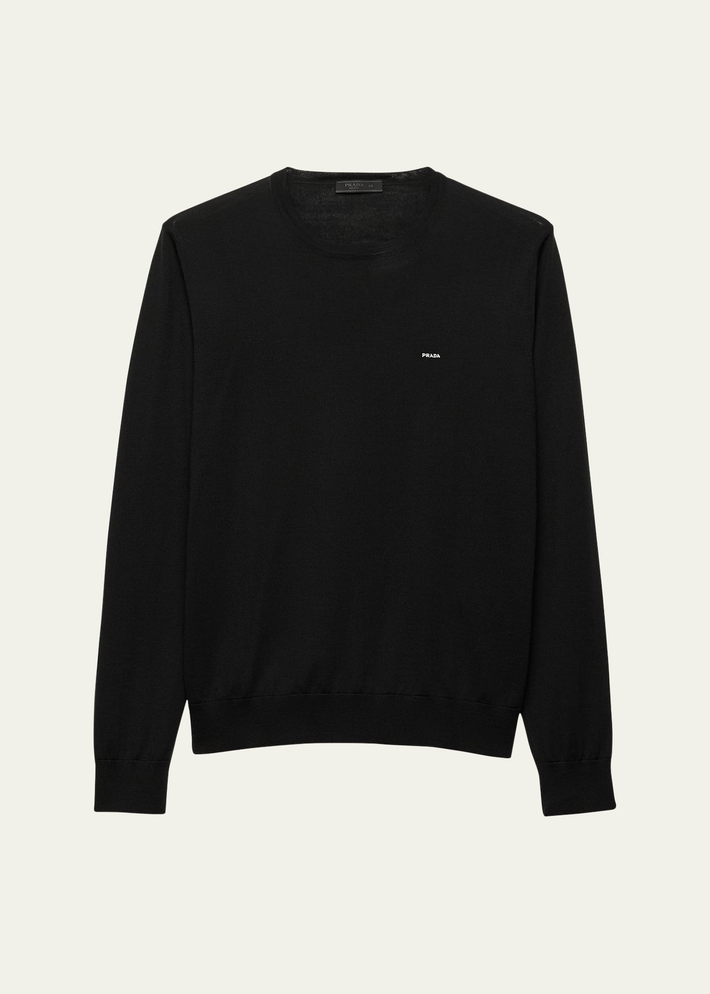 Men's Superfine Wool Small-Logo Crewneck Sweater - 1