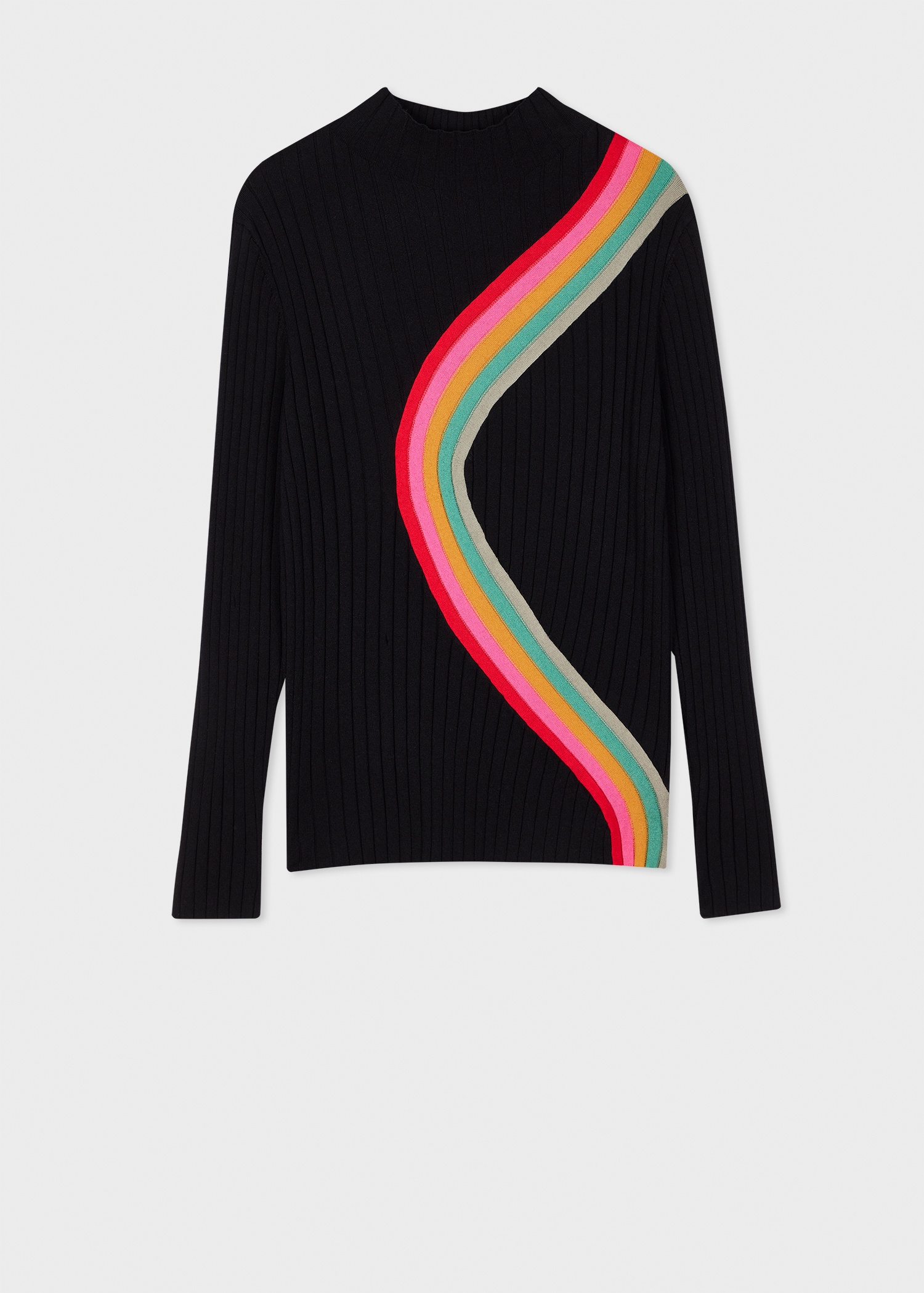 Women's Black Wool-Blend 'Swirl' High Neck Sweater - 1