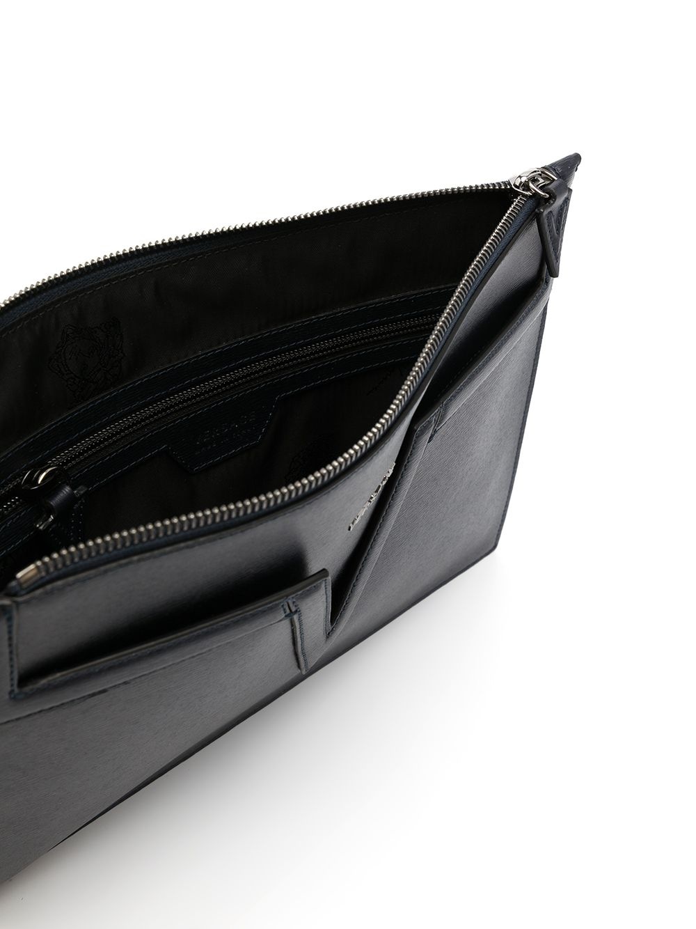 V-detail leather clutch bag - 5