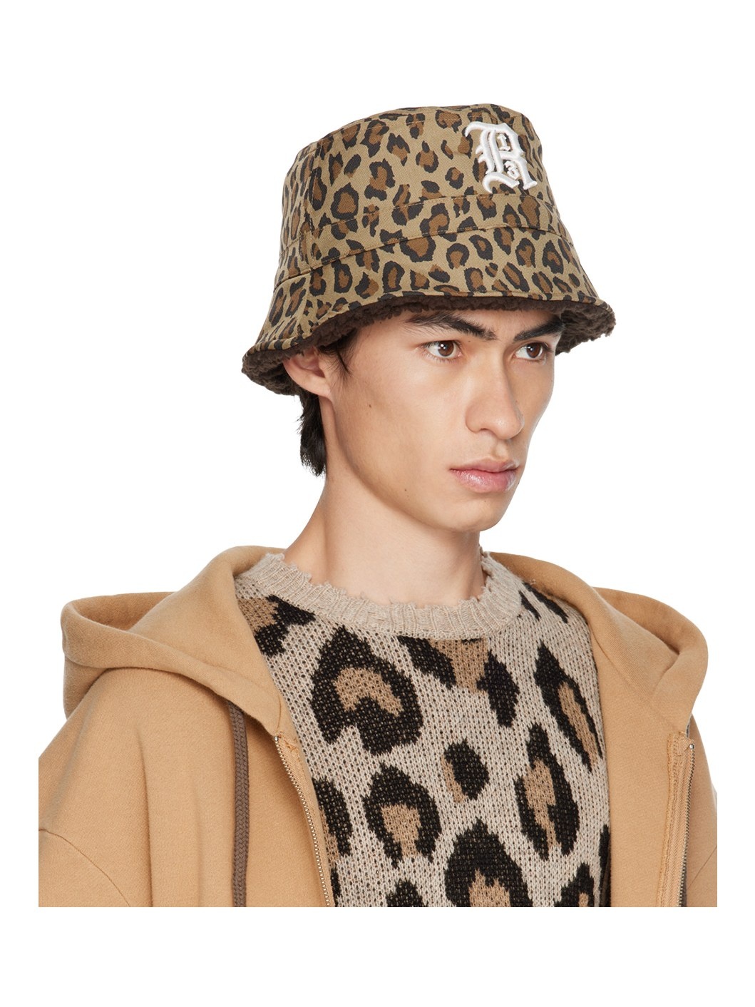 Beige Leopard Logo Bucket Hat - 2
