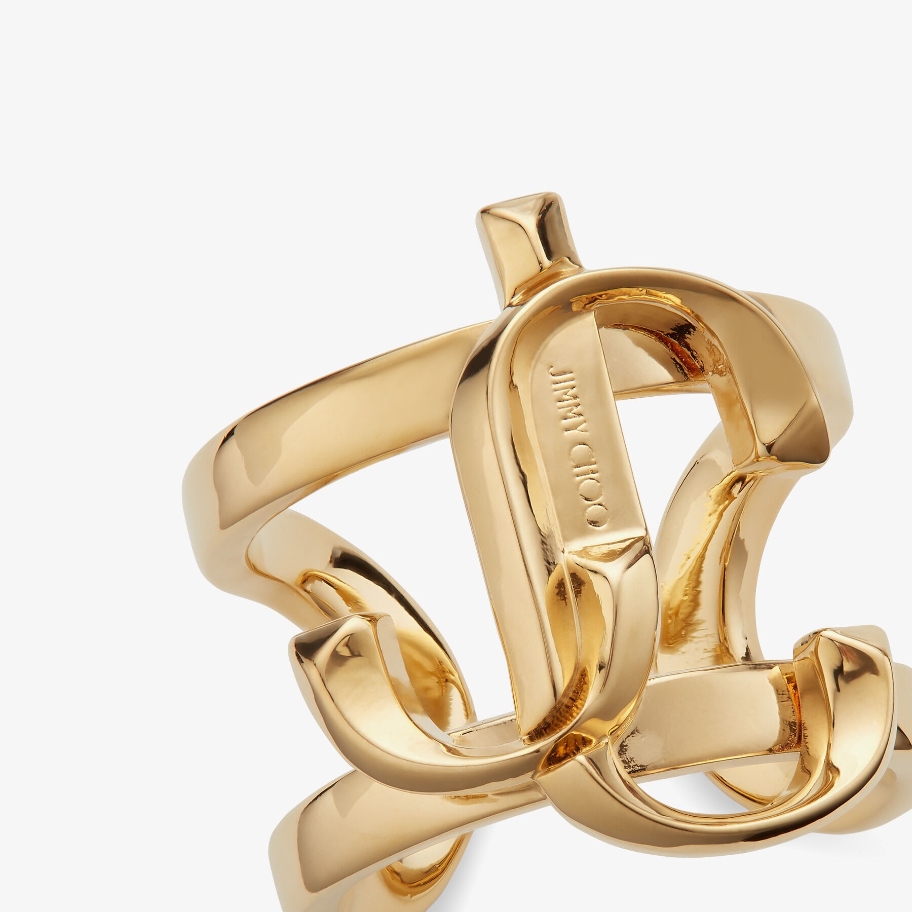 JIMMY CHOO JC Monogram Ring Gold-Finish Metal JC Monogram Ring | REVERSIBLE