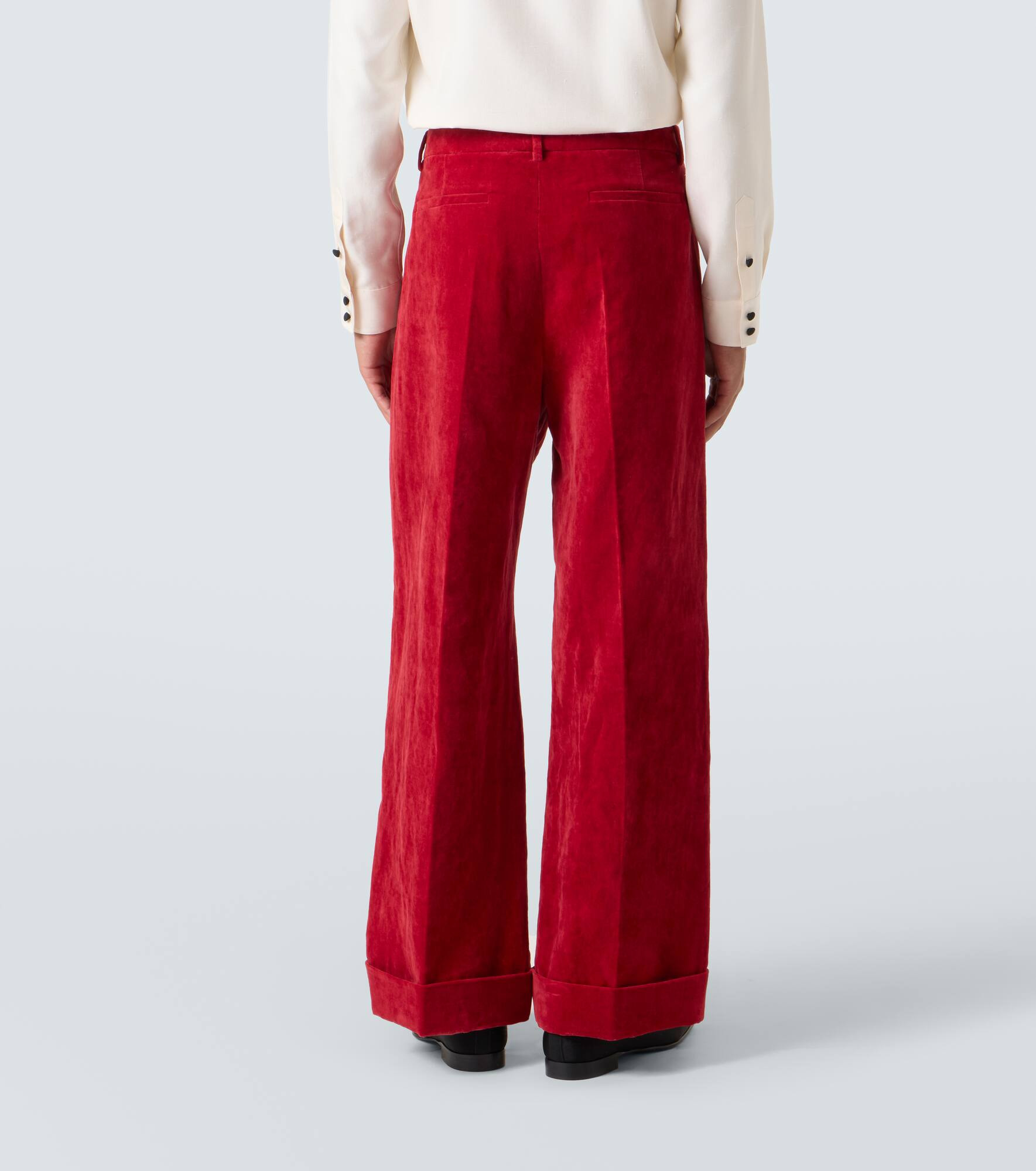 Cotton and linen velvet wide-leg pants - 4