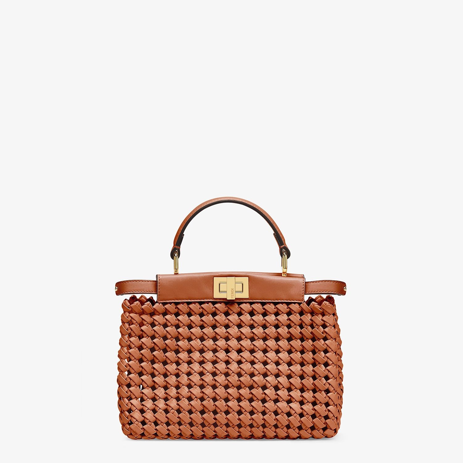 Brown leather interlace bag - 1