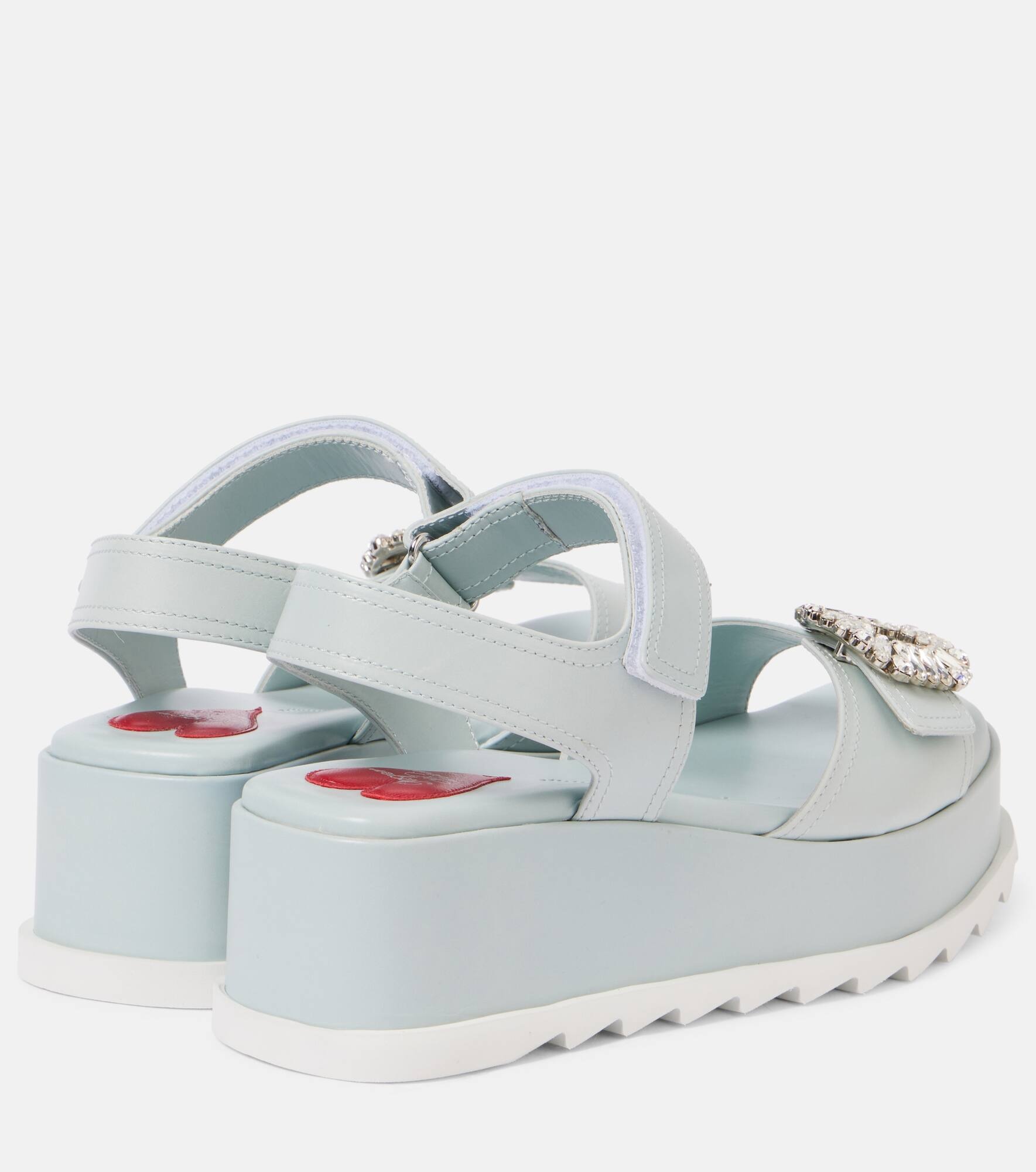 Embellished leather platform sandals - 2