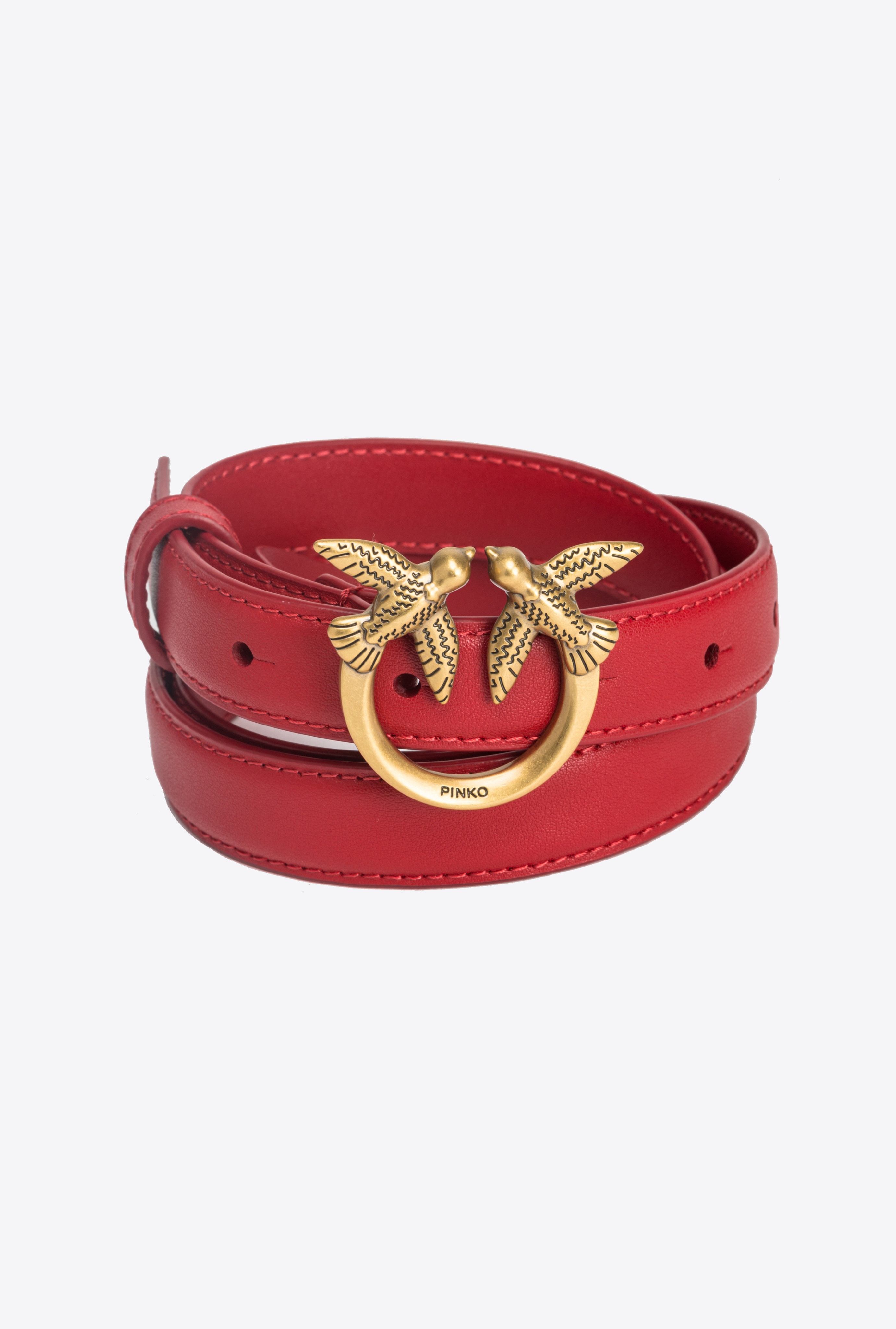 LOVE BIRDS THIN LEATHER BELT 2CM - 5