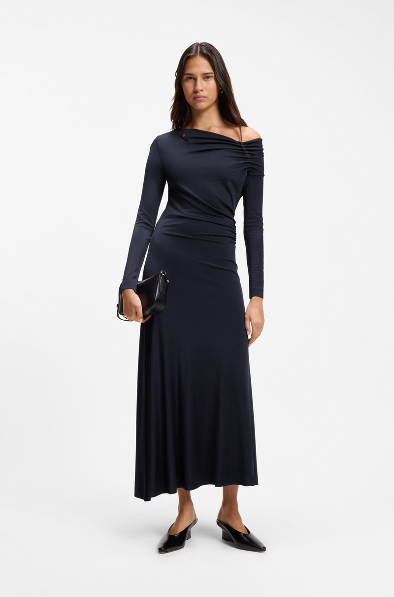 BOSS LONG-SLEEVED DRESS WITH ASYMMETRIC NECKLINE outlook