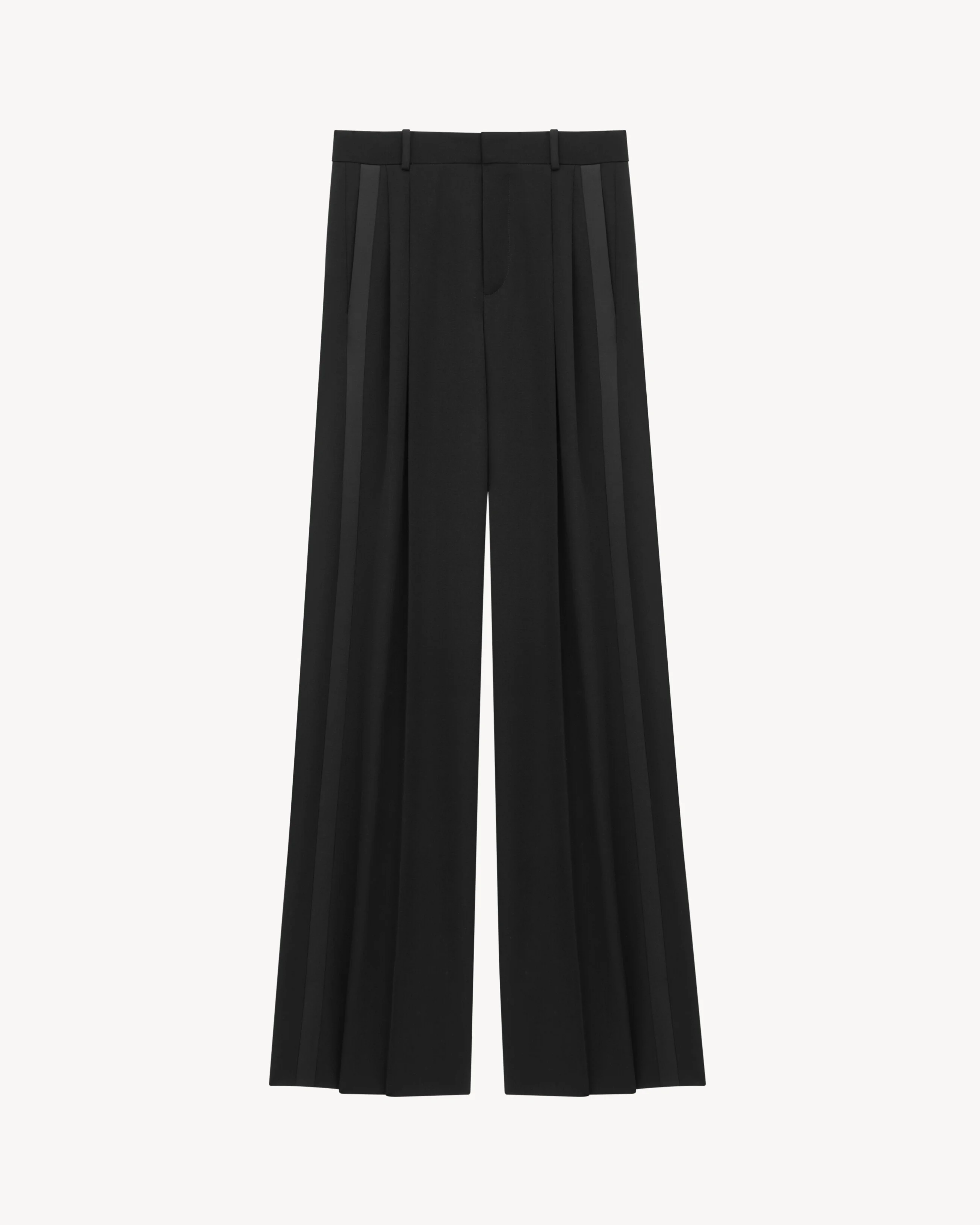 WIDE-LEG TUXEDO PANTS IN GRAIN DE POUDRE - 1