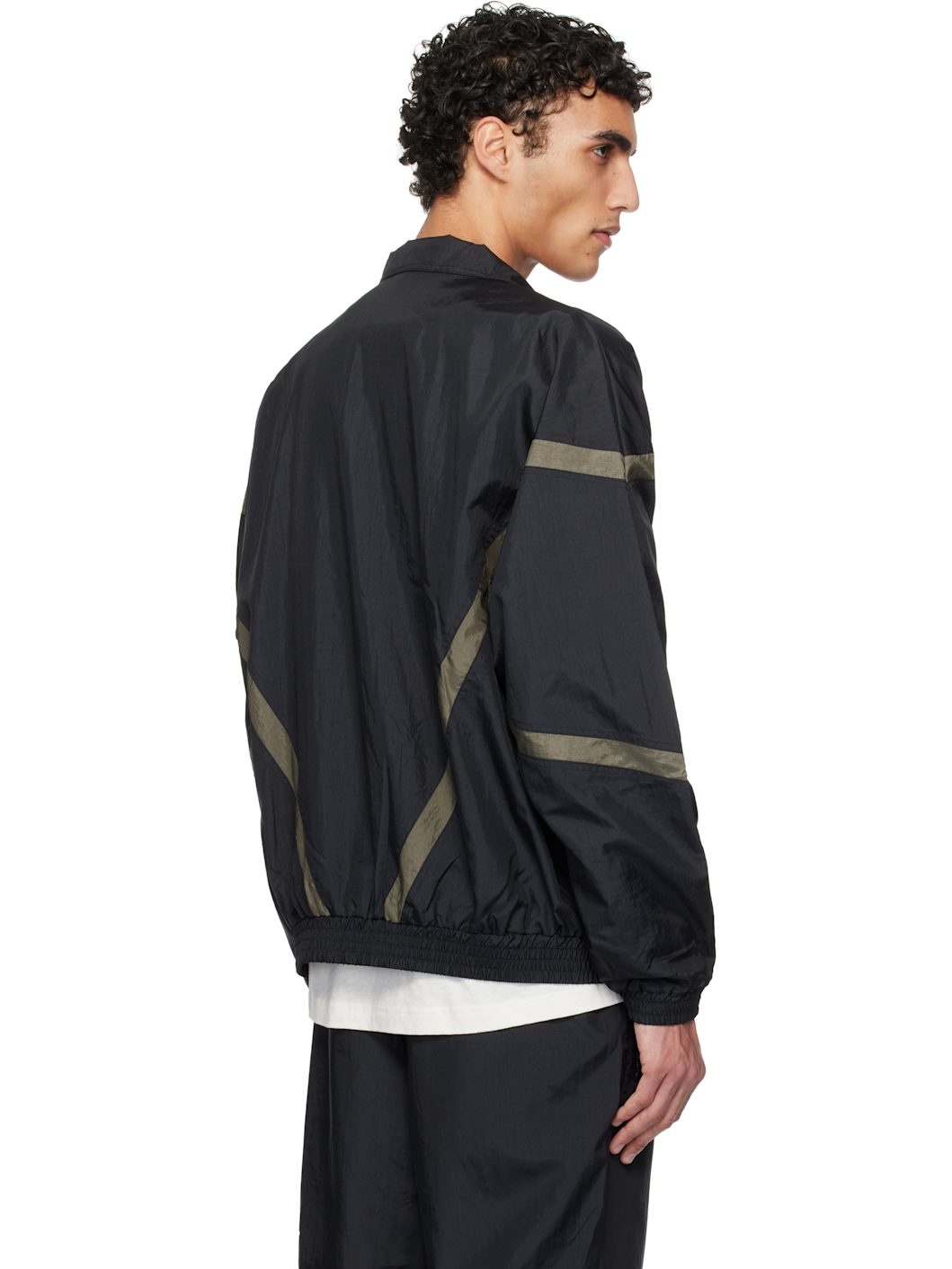 WACKO MARIA Black & Green Nylon Track Jacket | REVERSIBLE