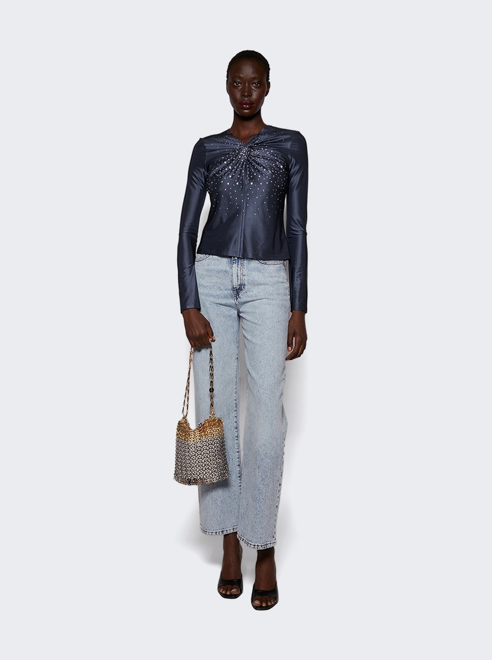 Embellished Long Sleeve Top Ardoise - 2