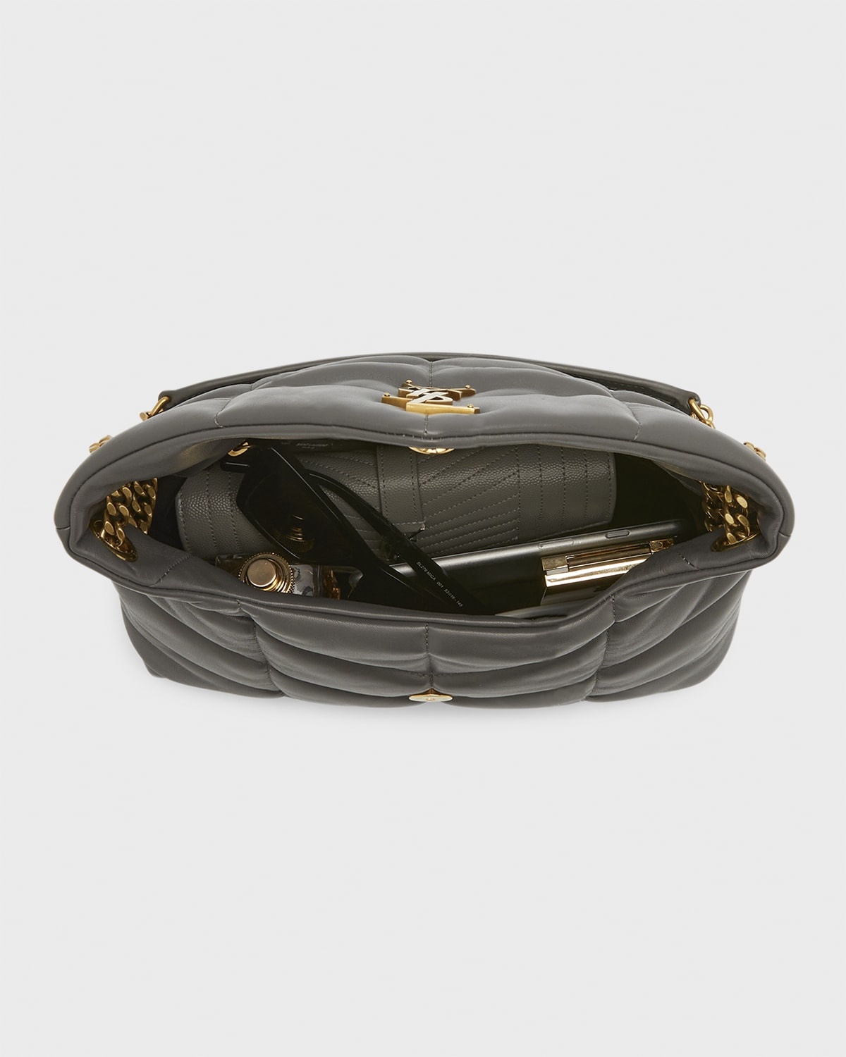 Lou Puffer Small YSL Shoulder Bag in Quilted Leather - 9