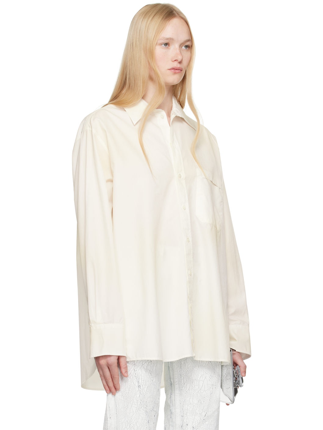Off-White Light Cotton Poplin Long-Sleeved Shirt - 2