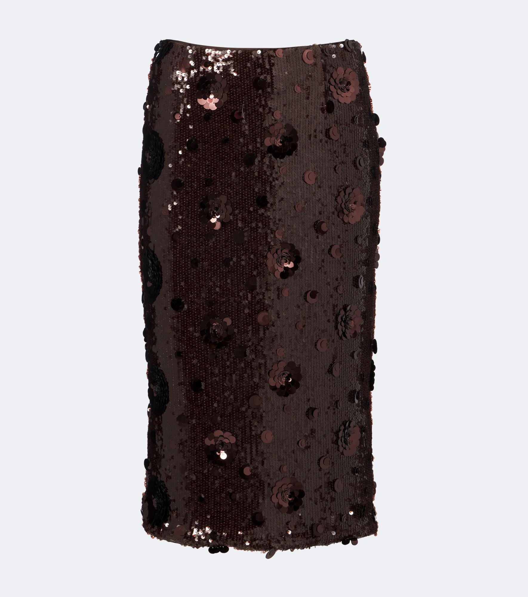 Floral-appliqué sequined pencil skirt - 1