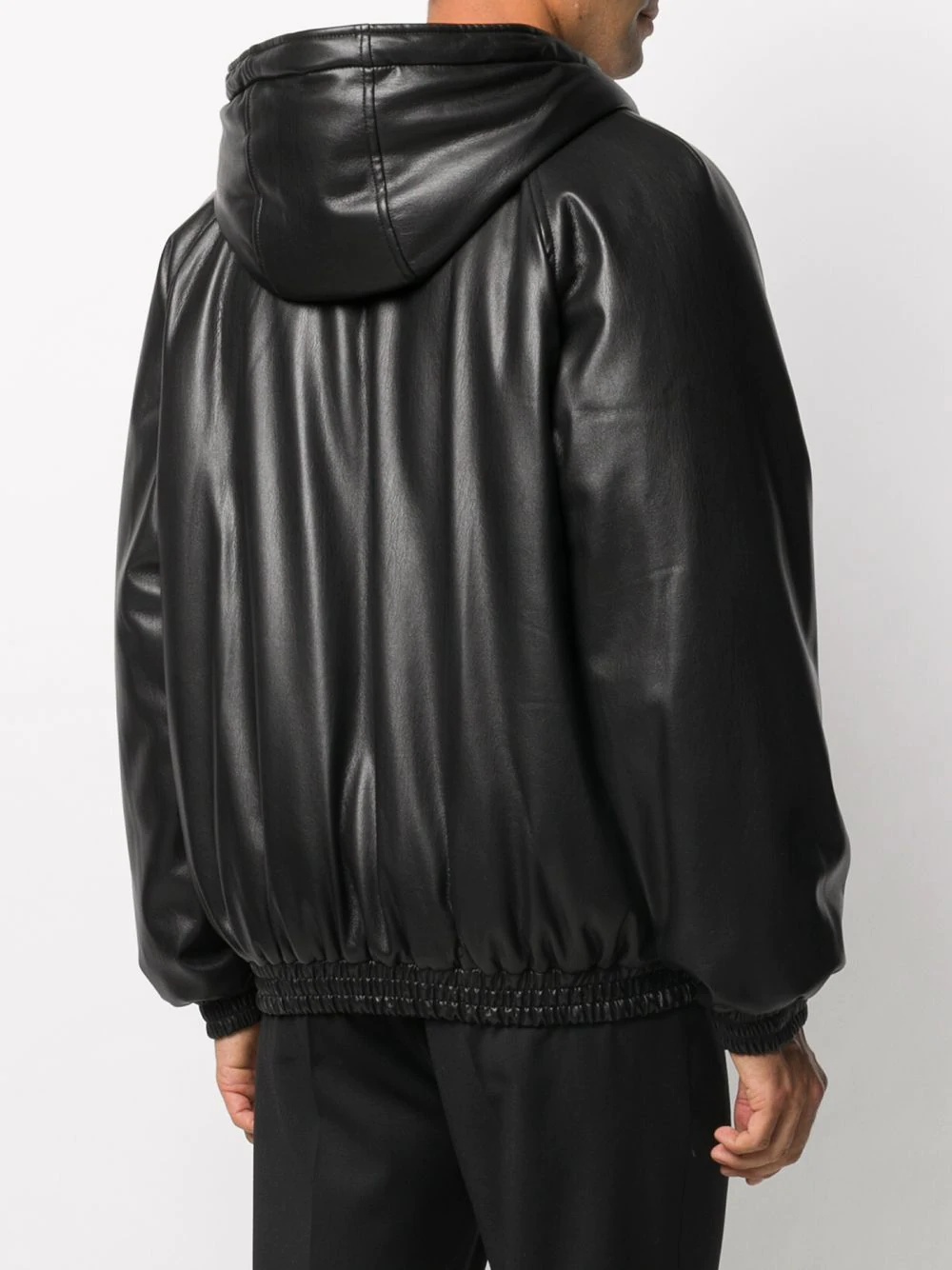 faux-leather hooded jacket - 4