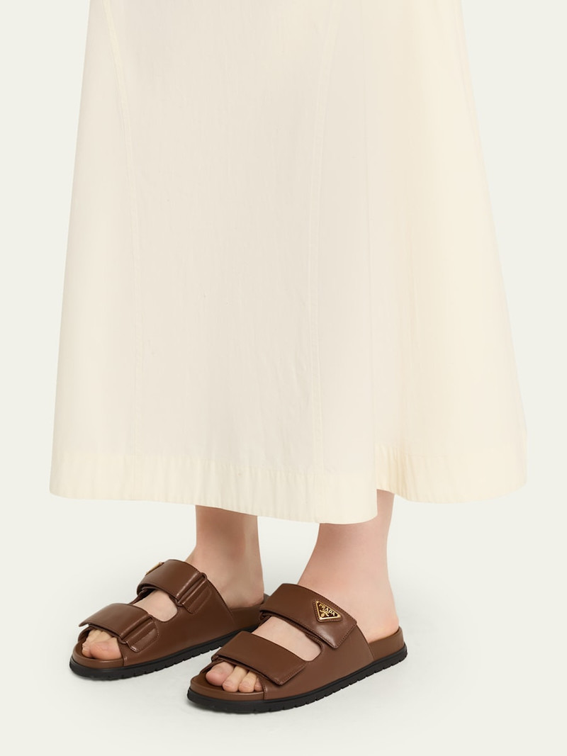 Prada Leather Double-Grip Slide Sandals outlook