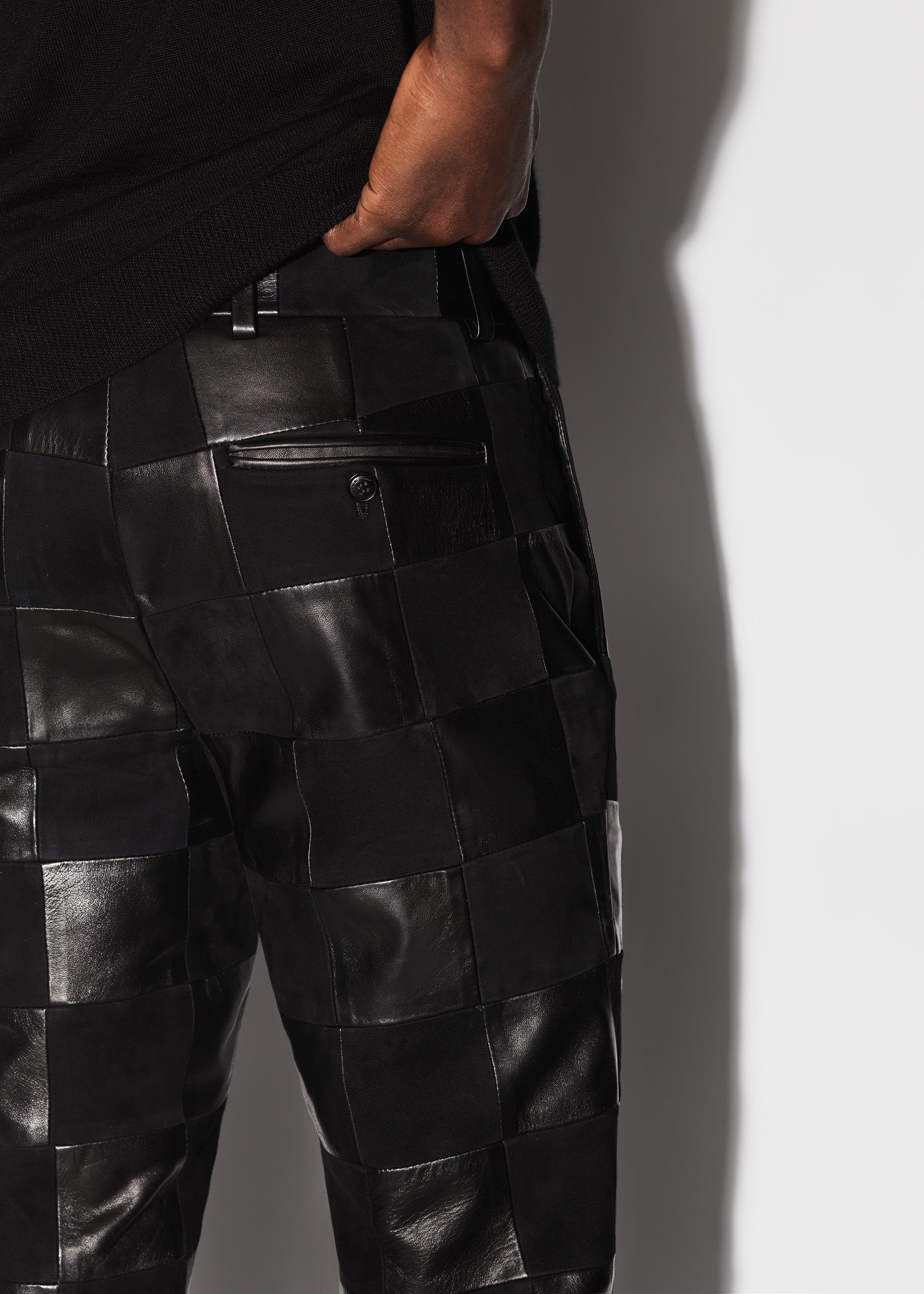 MIXED CHECK PATCH FLARE PANTS - 6