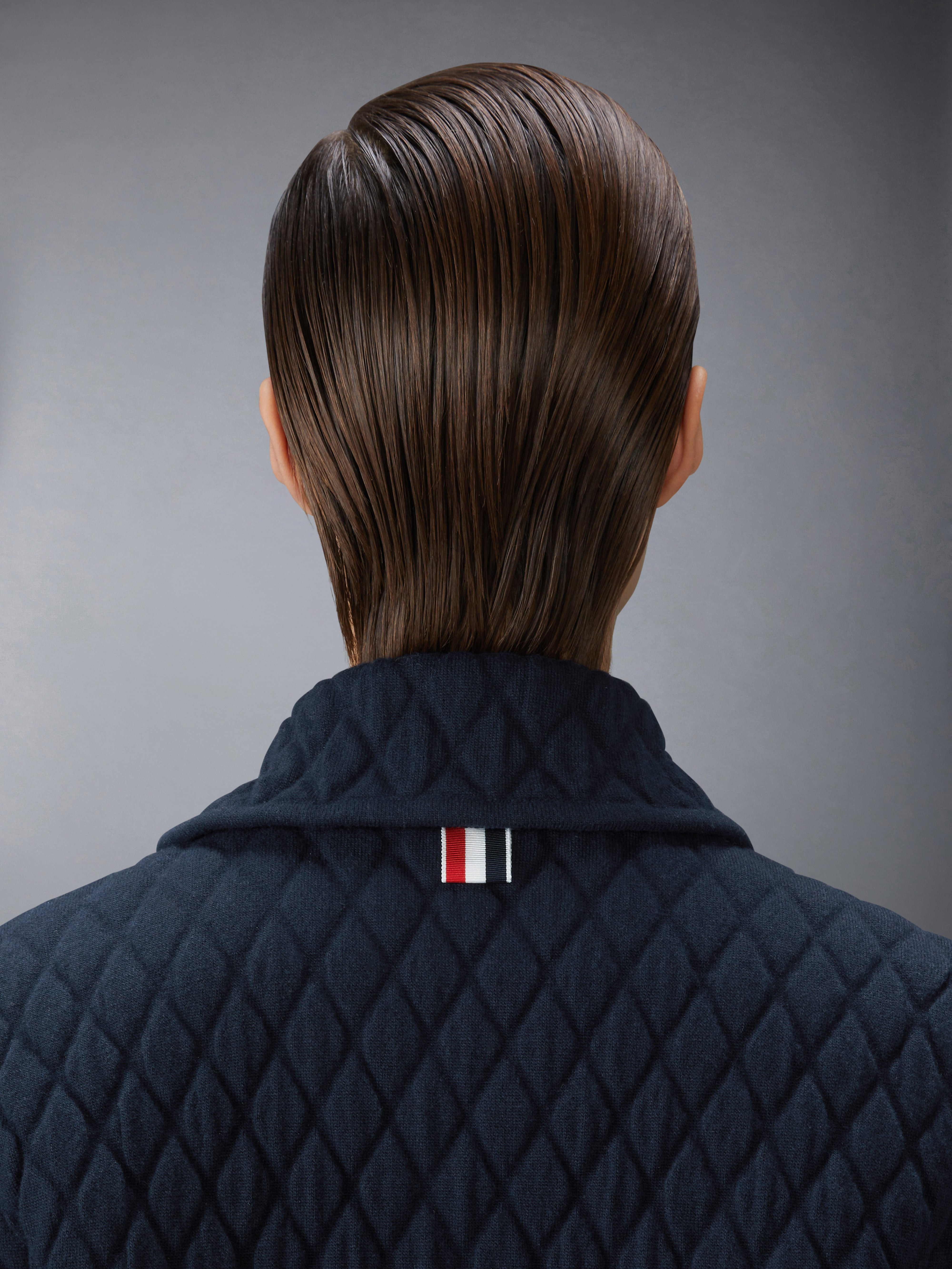 QUILTED KNIT JACQUARD MERINO WOOL 4-BAR WORK JACKET - 5