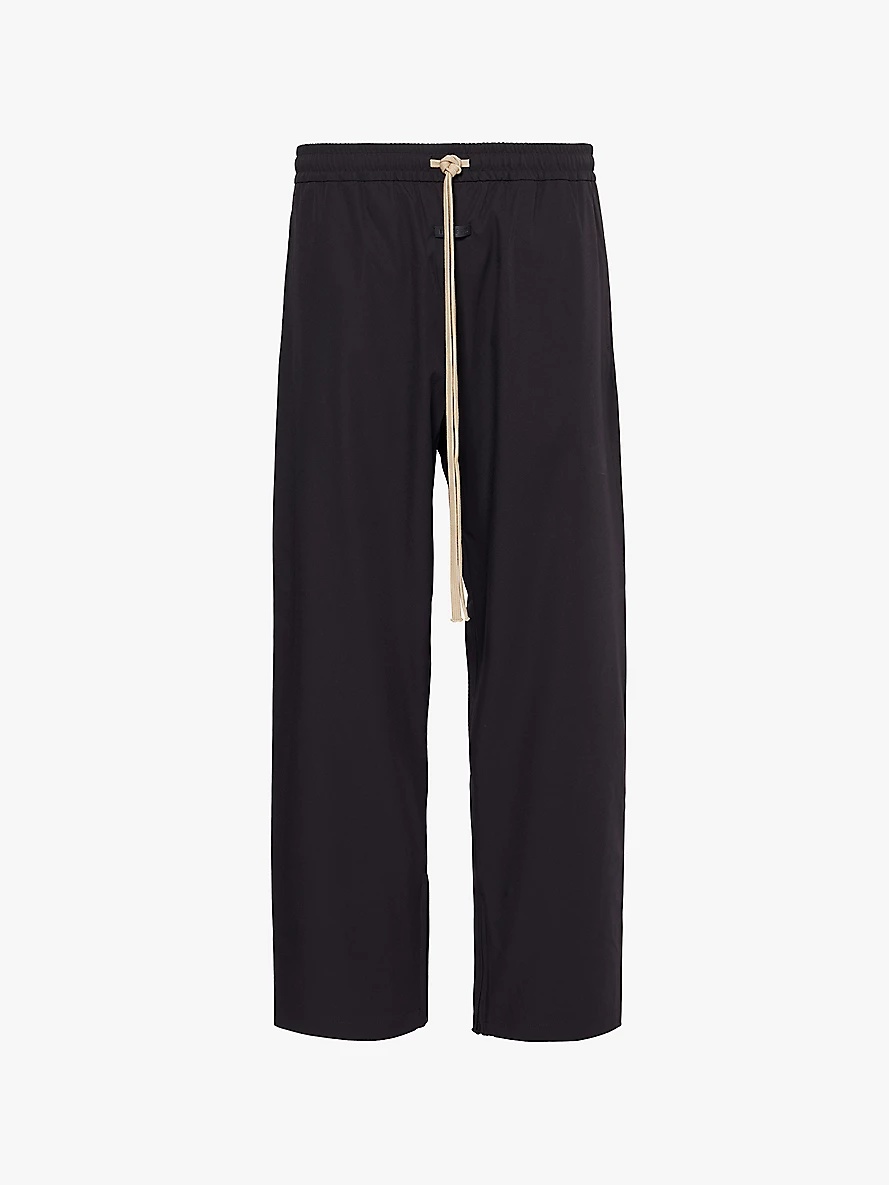 Straight-leg brand-patch stretch-woven trousers - 1