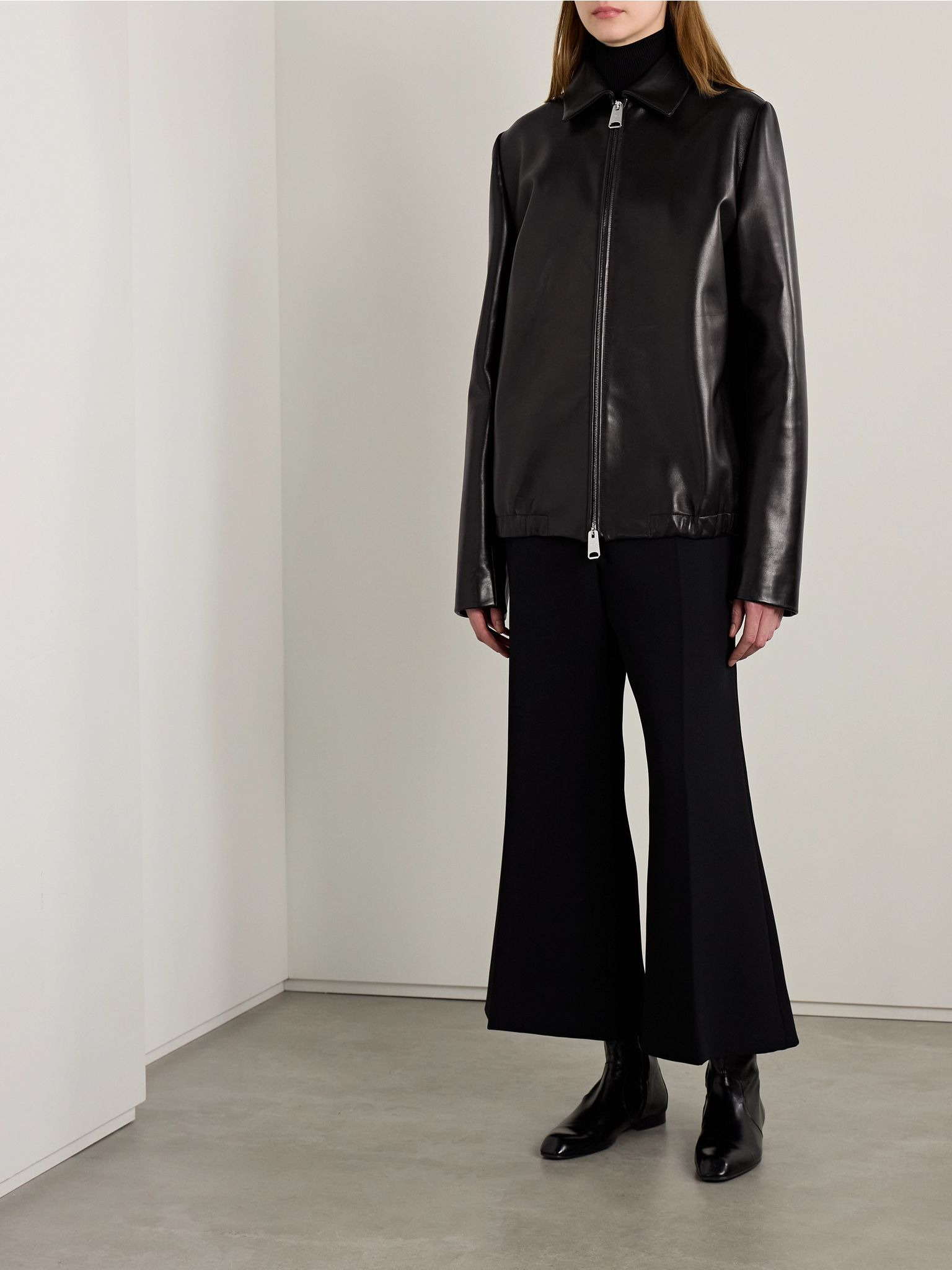 Jackson oversized leather bomber jacket Black - 2