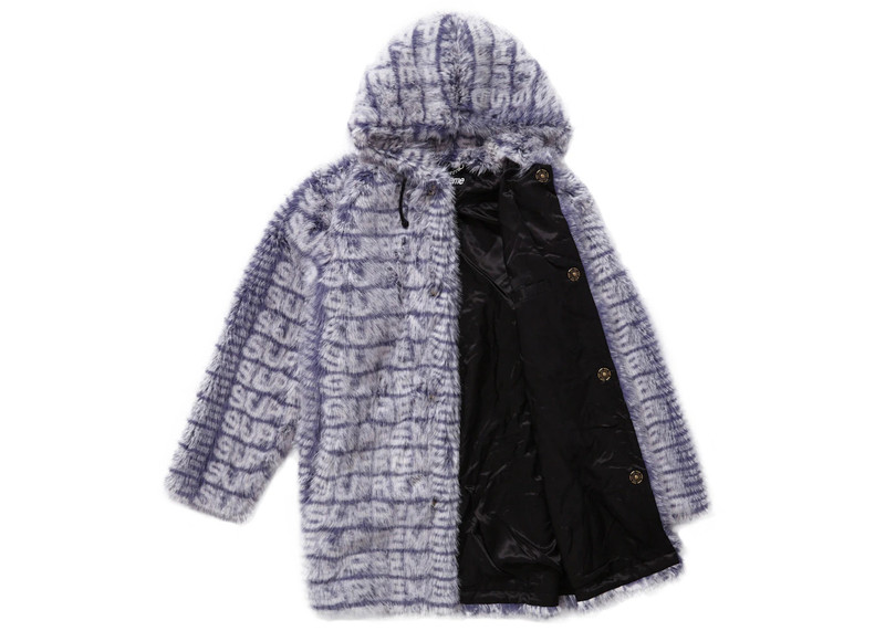 Supreme Supreme Faux Fur Hooded Coat Purple outlook