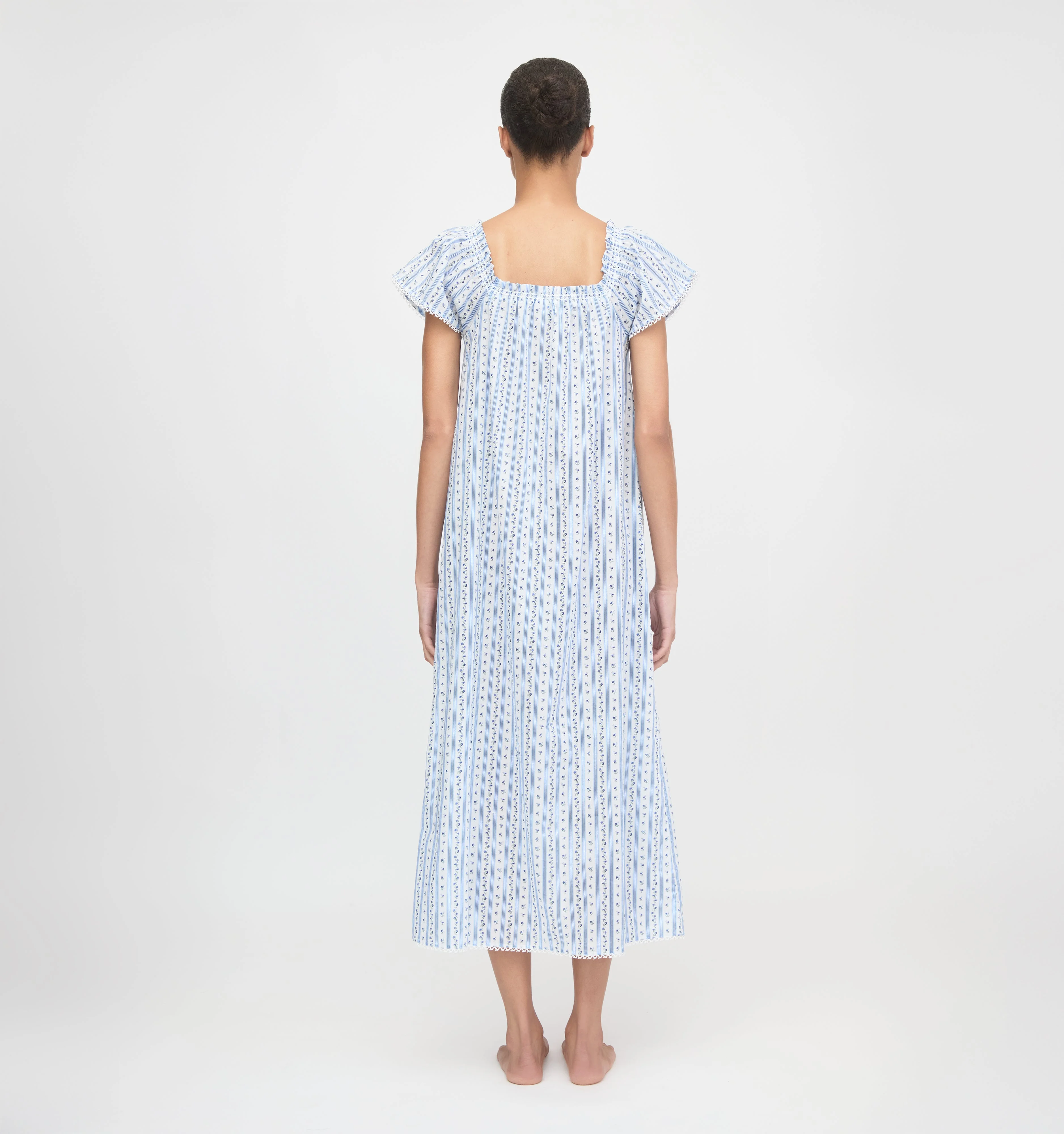 The Therese Nightgown - Blue Petal Stripe - 1