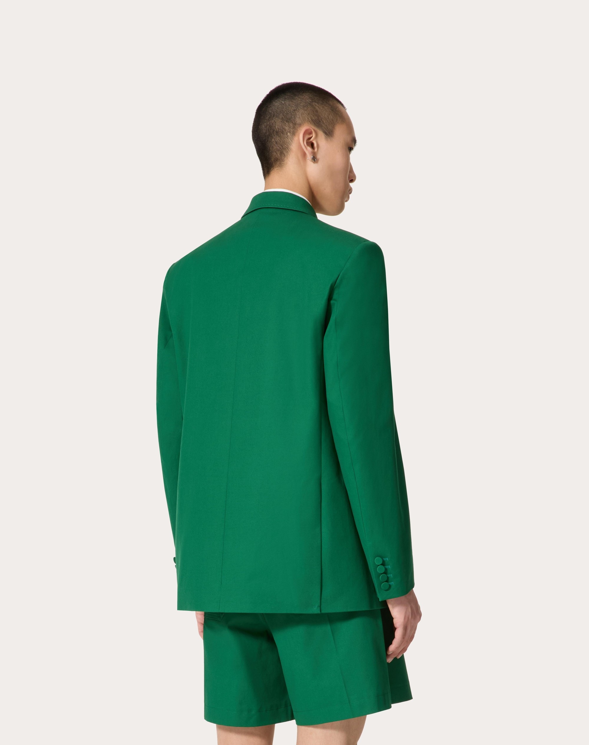 DOUBLE-BREASTED JACKET IN STRETCH COTTON CANVAS - 4