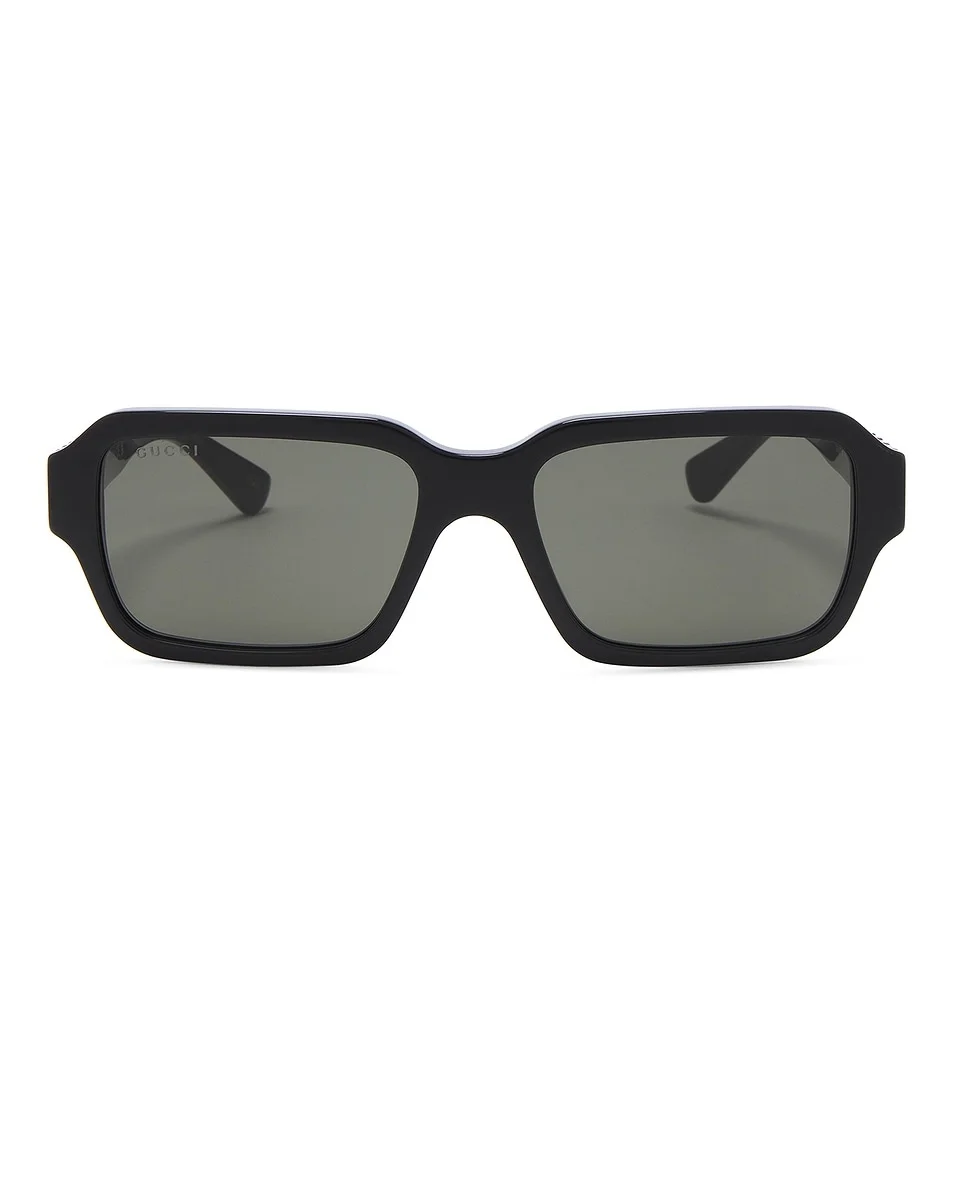 Rectangle Sunglasses In Shiny Black - 1