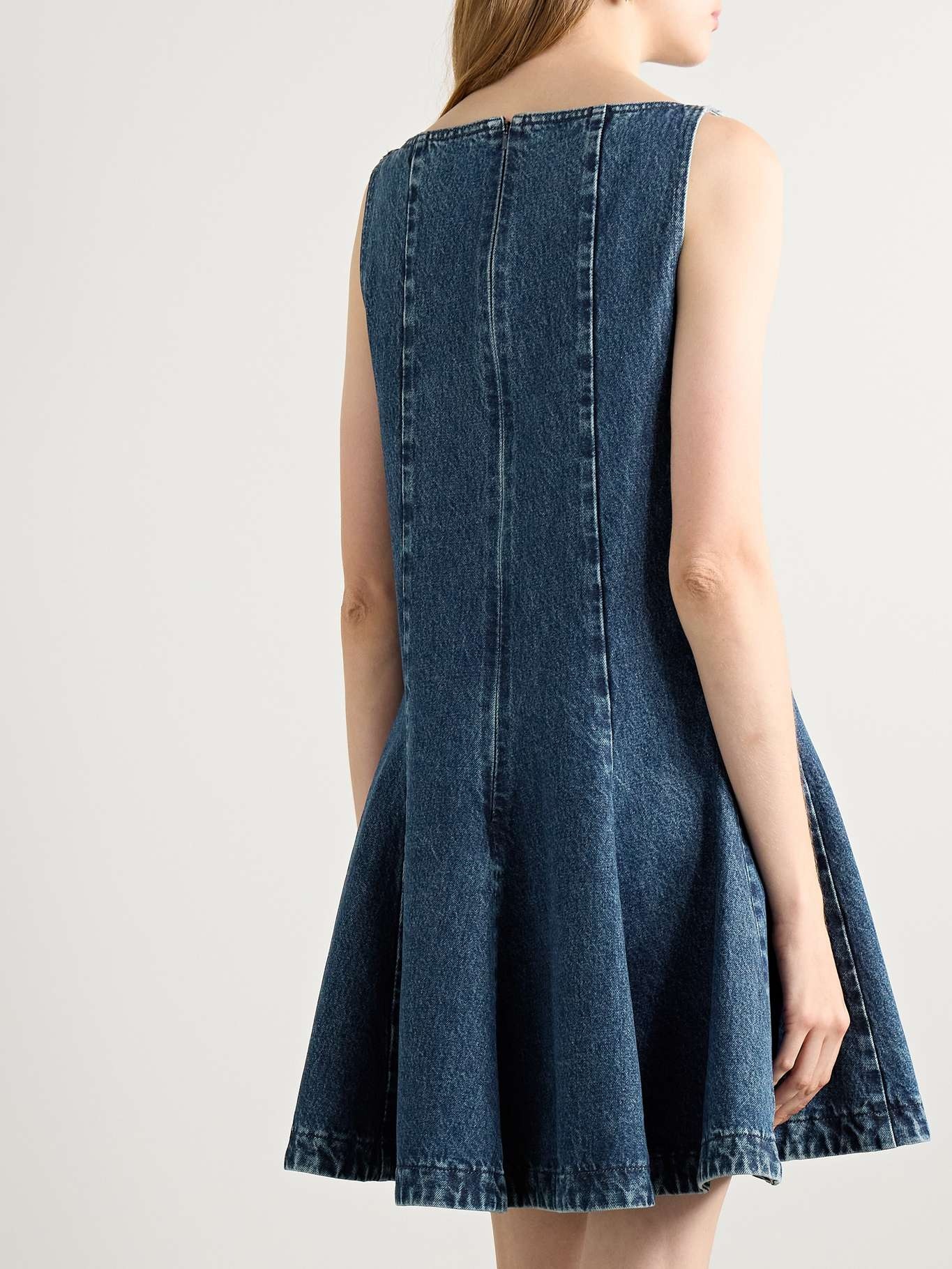 【関税込み】KHAITE ブルー Mags デニム ミニワンピース KHAITE Mags paneled denim mini dress | REVERSIBLE
