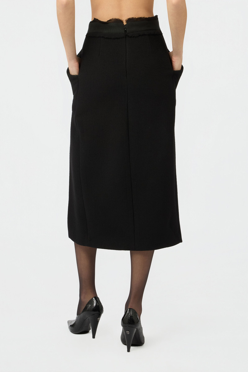 Black Midi Skirt With Slit 4