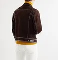 Slim-Fit Leather-Trimmed Suede Jacket - 4